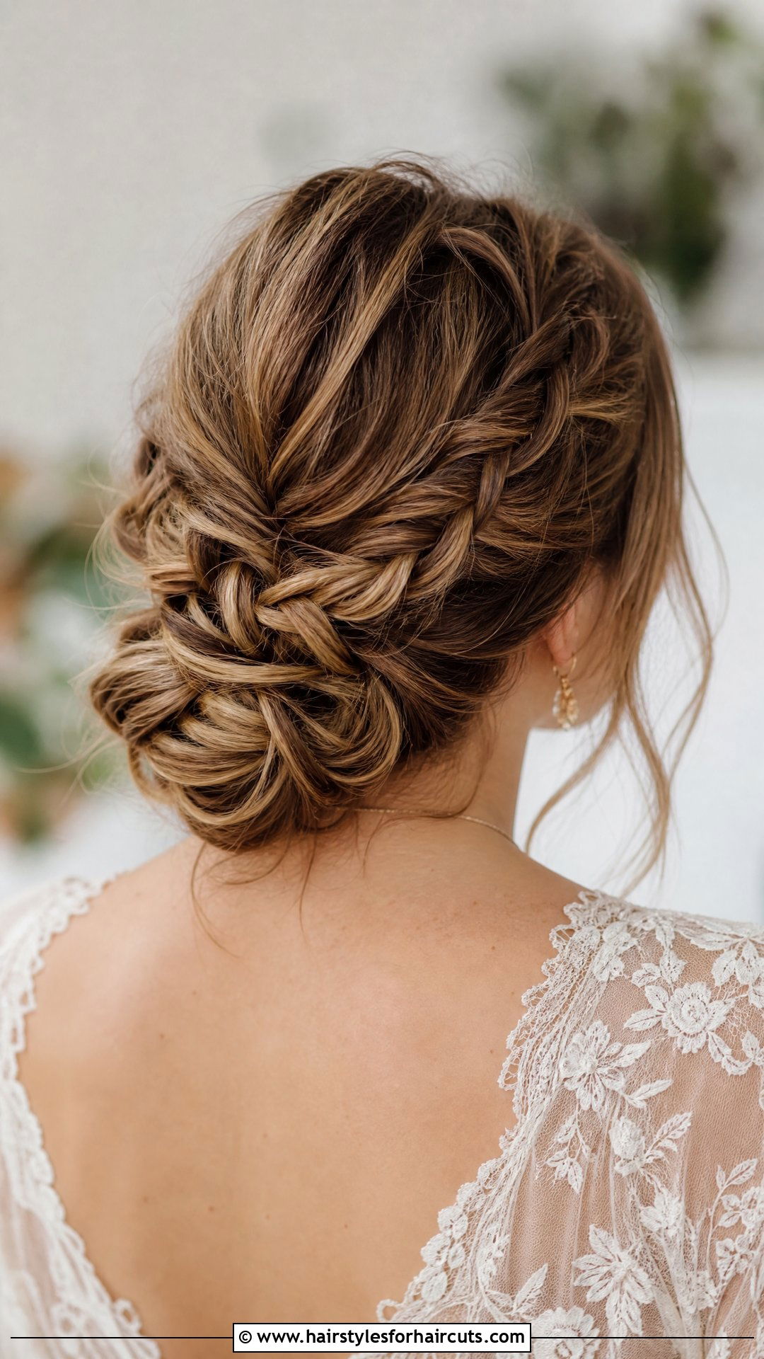 Messy Braided Bun Wedding Hairstyle - 25 wedding hairstyles with braids - 25 wedding hairstyles with braids