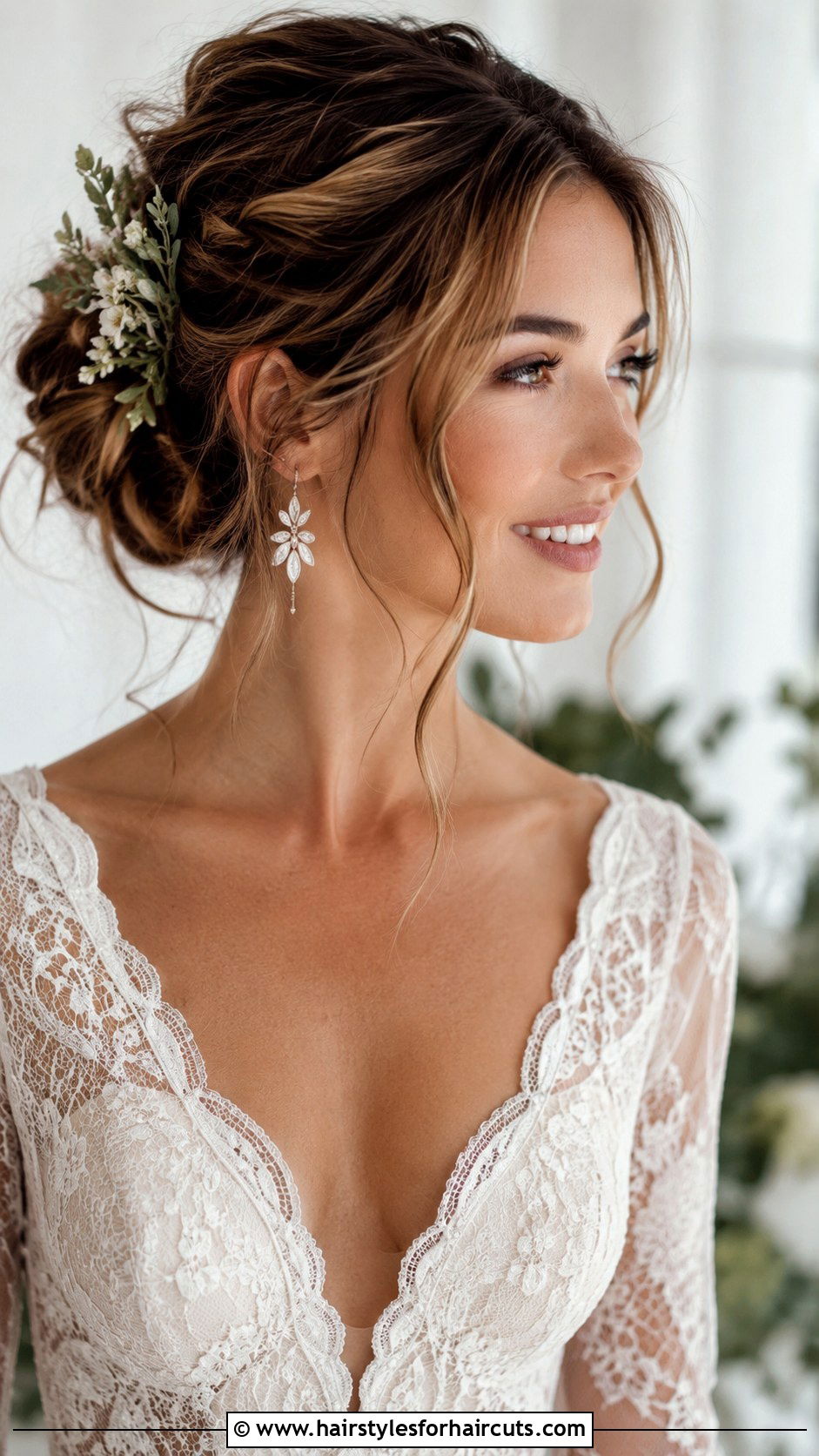 Messy Bridal Bun - 25 bridal long hairstyles - 25 bridal long hairstyles