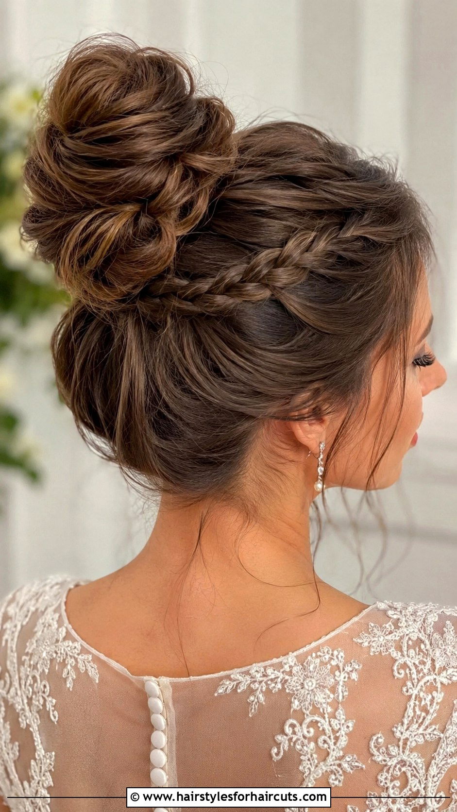 Messy Bun With Braided Wrap - 25 rustic wedding hairstyles for long hair - 25 rustic wedding hairstyles for long hair