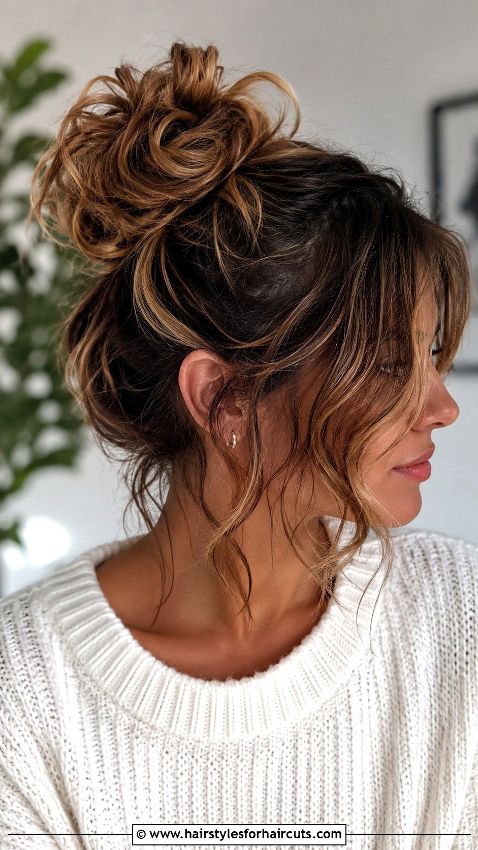 Messy Bun With Curler Waves - 25 curler hairstyles - 25 curler hairstyles