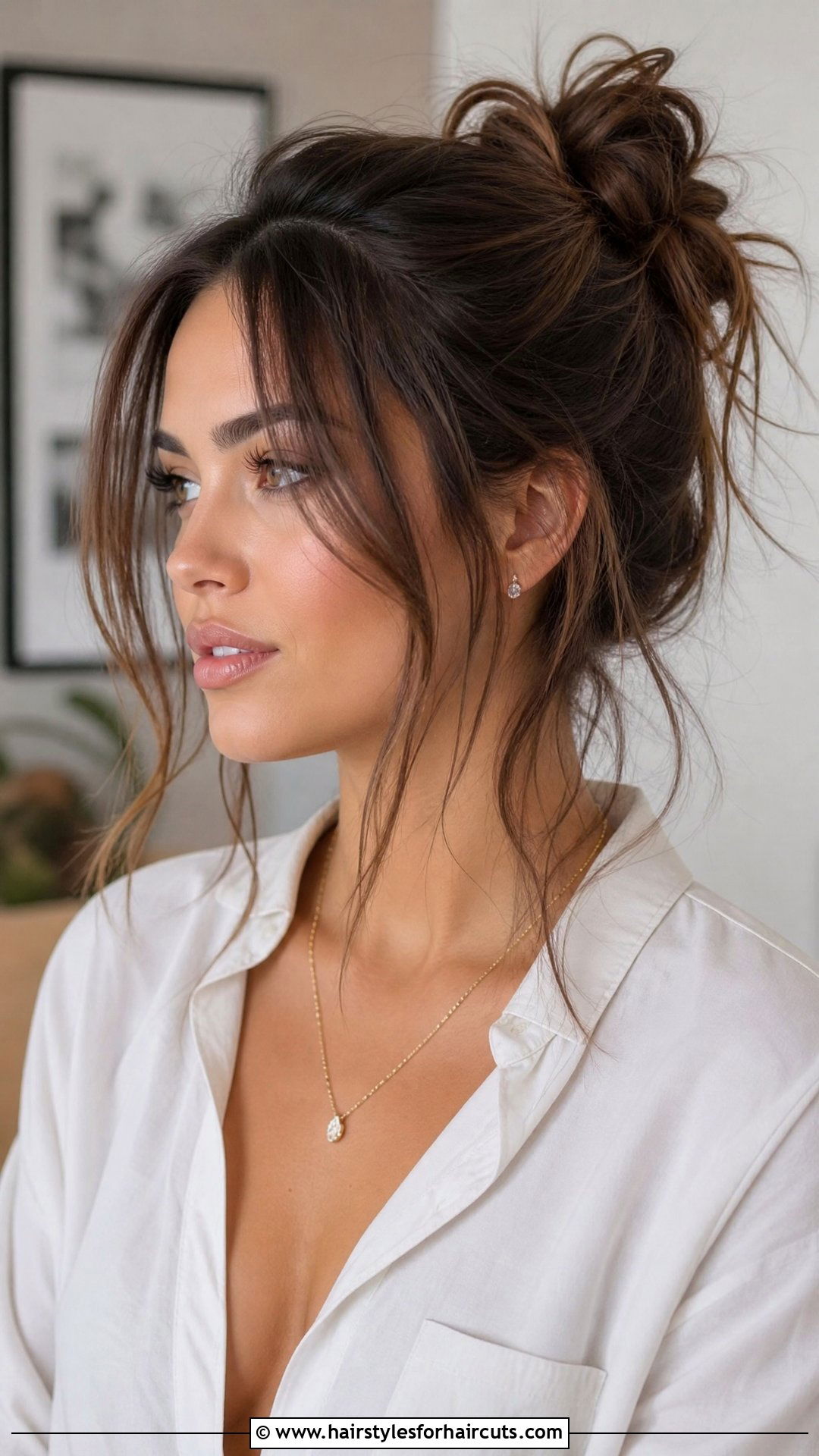Messy Bun With Face Framing Pieces - 25 club hairstyles - 25 club hairstyles