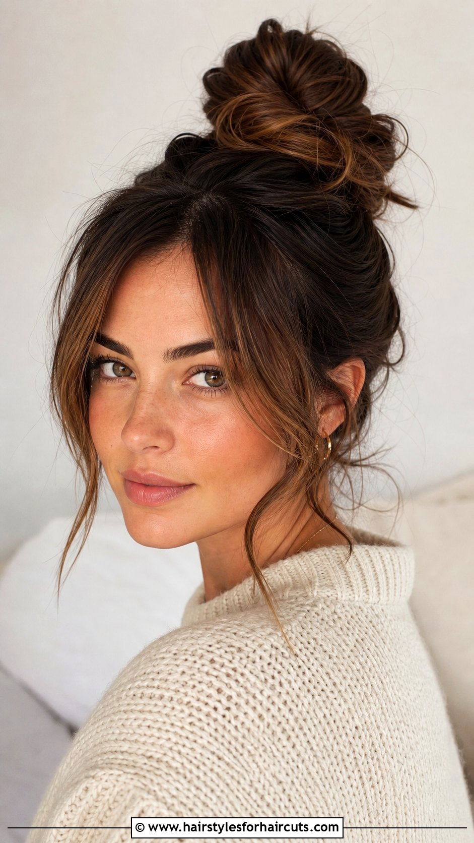Messy Bun With Face Framing Pieces - 25 cute trendy hairstyles - 25 cute trendy hairstyles