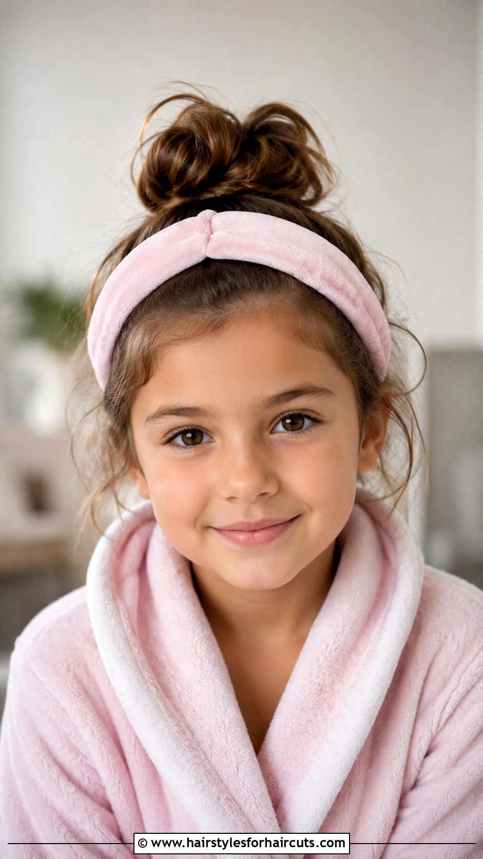 Messy Bun With Headband - 25 hairstyles for 7 year olds - 25 hairstyles for 7 year olds