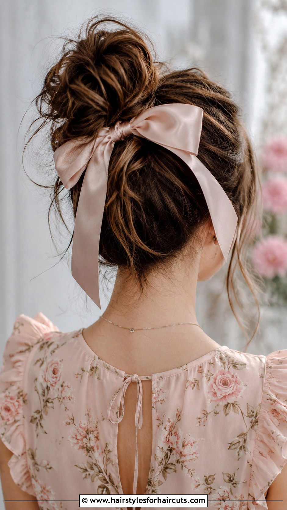 Messy Bun With Ribbon - 25 messy bun hairstyles - 25 messy bun hairstyles