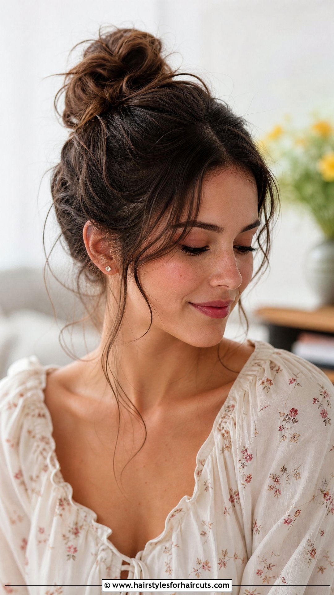 Messy Bun With Tendrils - 25 y2k hairstyles - 25 y2k hairstyles