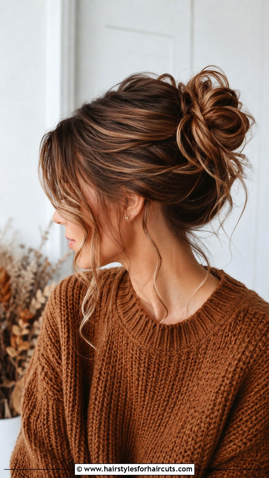 Messy Bun With Tendrils - 25 80s hairstyles women long hair - 25 80s hairstyles women long hair