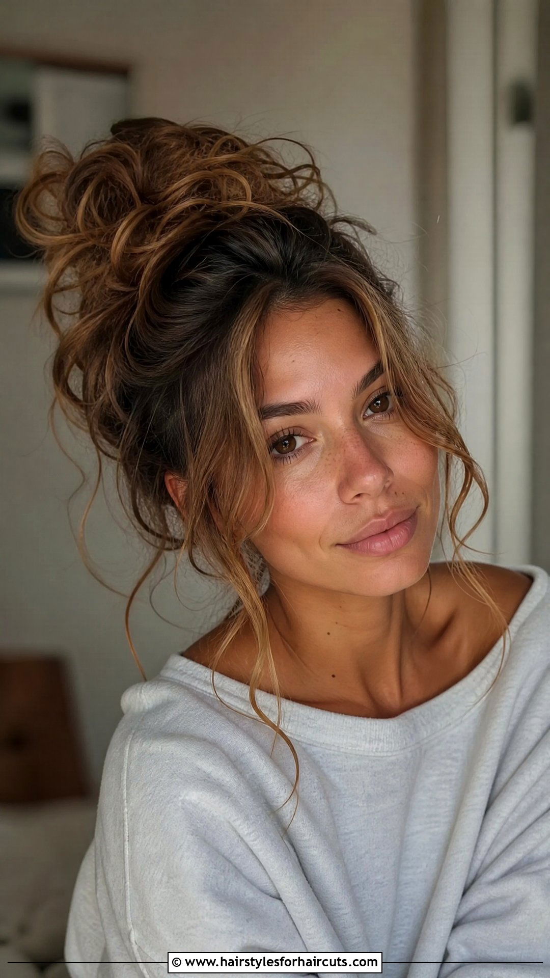 Messy Curly Updo - 25 womens hairstyles for curly hair - 25 womens hairstyles for curly hair