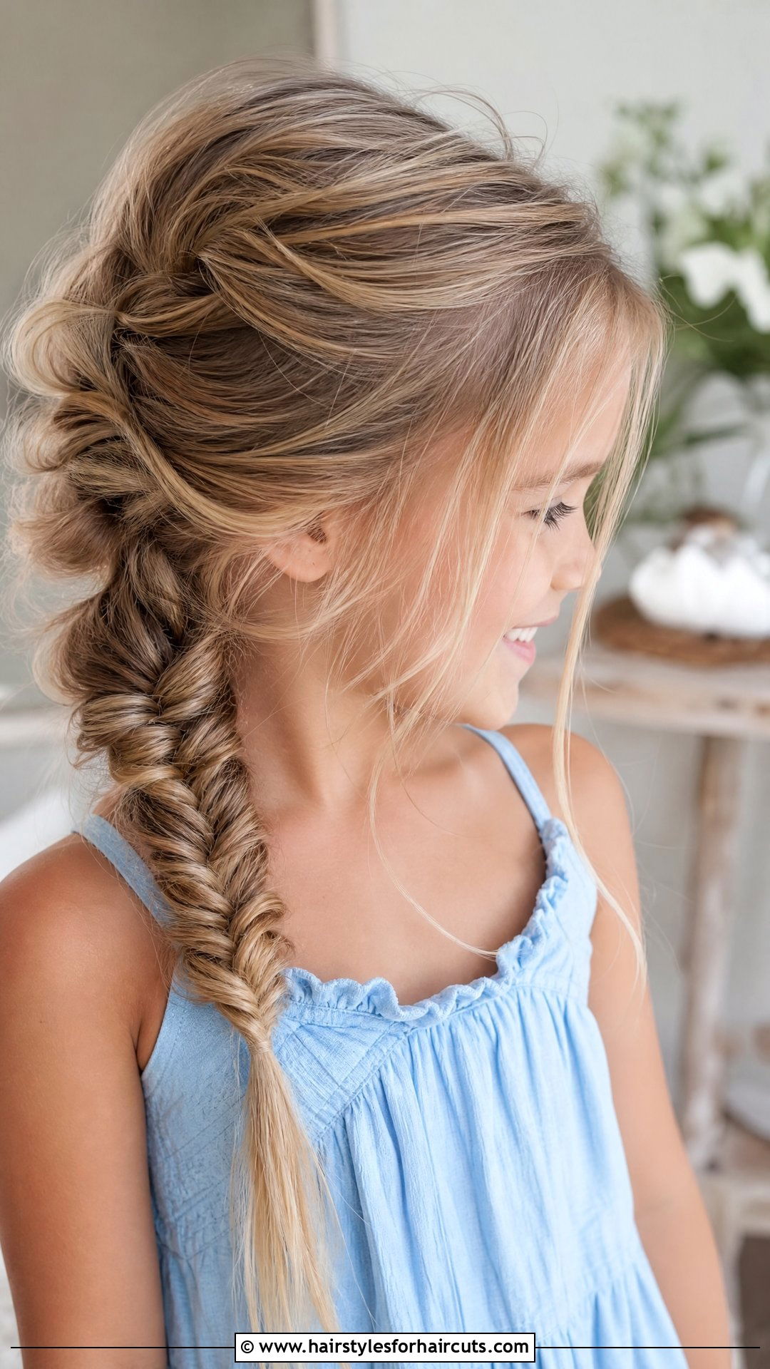 Messy Fishtail Braid - 25 thin hair flower girl hairstyles - 25 thin hair flower girl hairstyles