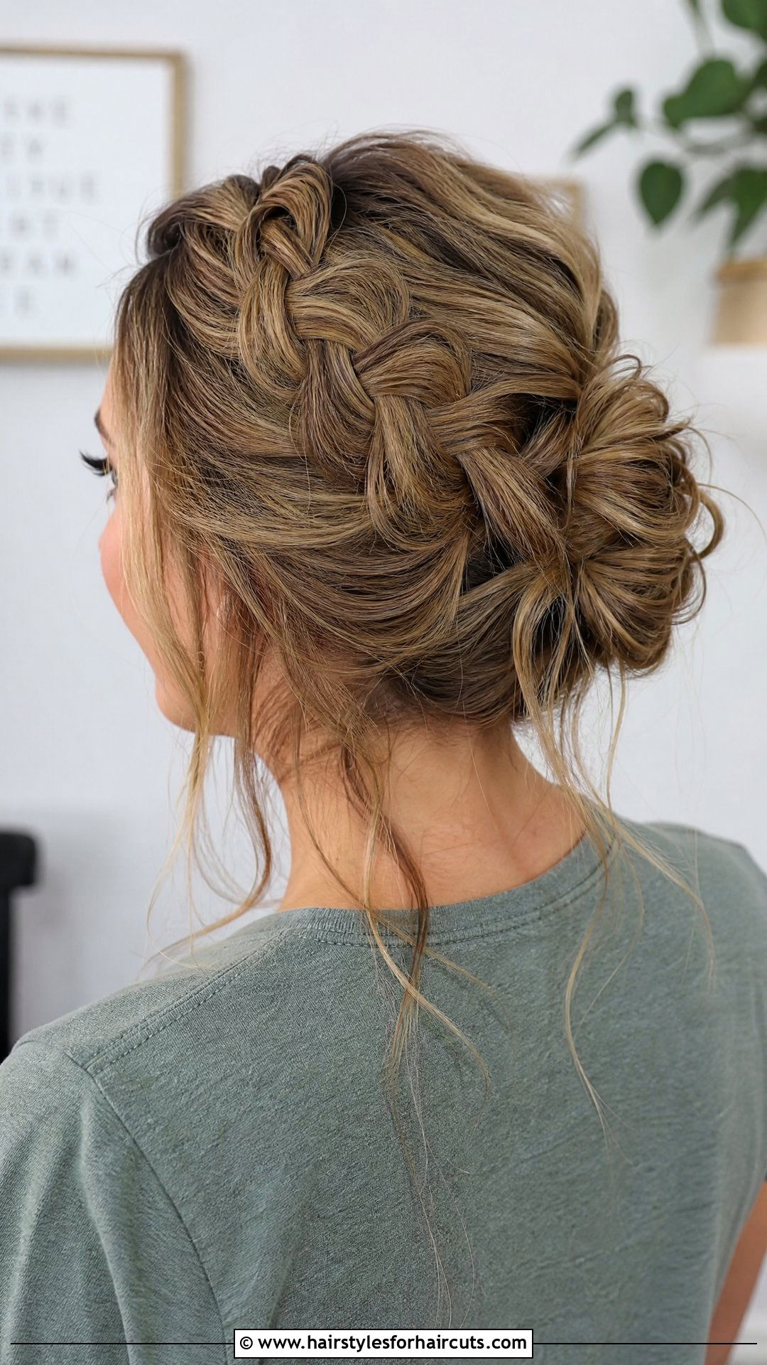 Messy French Braid Updo - 25 updo hairstyles for medium hair - 25 updo hairstyles for medium hair