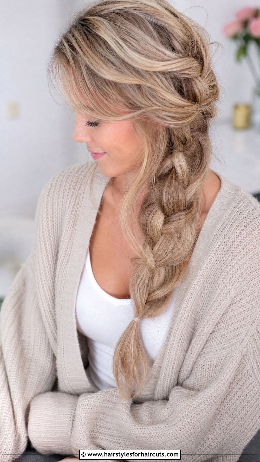 Messy French Side Braid - 25 french hairstyles for long hair - 25 french hairstyles for long hair