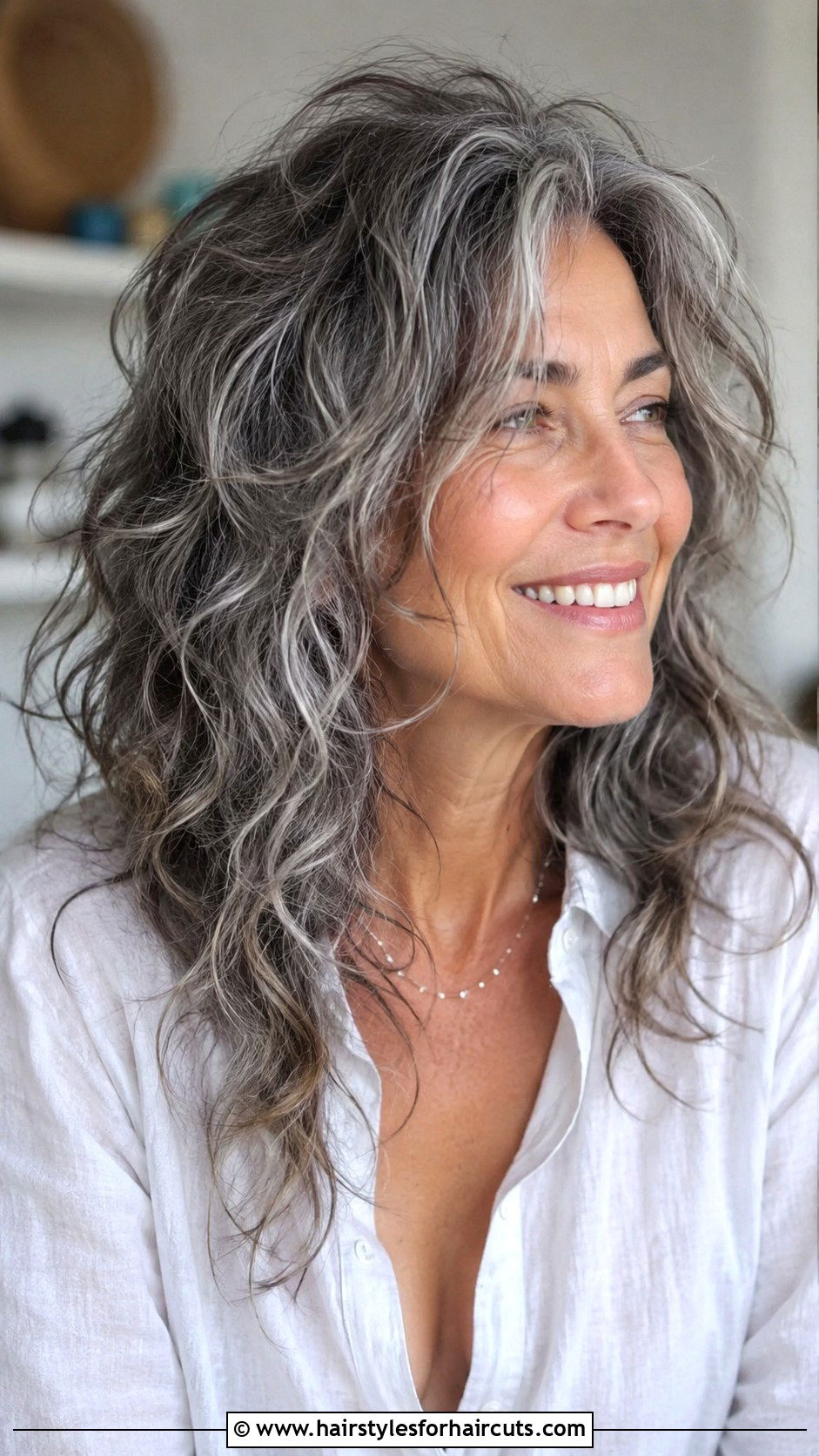 Messy Gray Curly Layers - 25 medium length curly gray hairstyles - 25 medium length curly gray hairstyles
