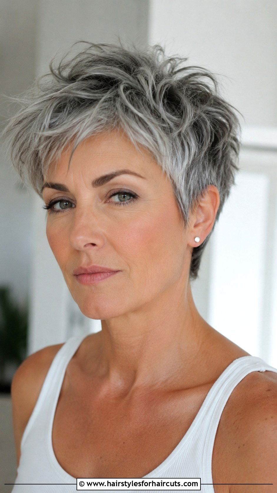 Messy Gray Pixie - 25 gray hairstyles for women over 50 - 25 gray hairstyles for women over 50