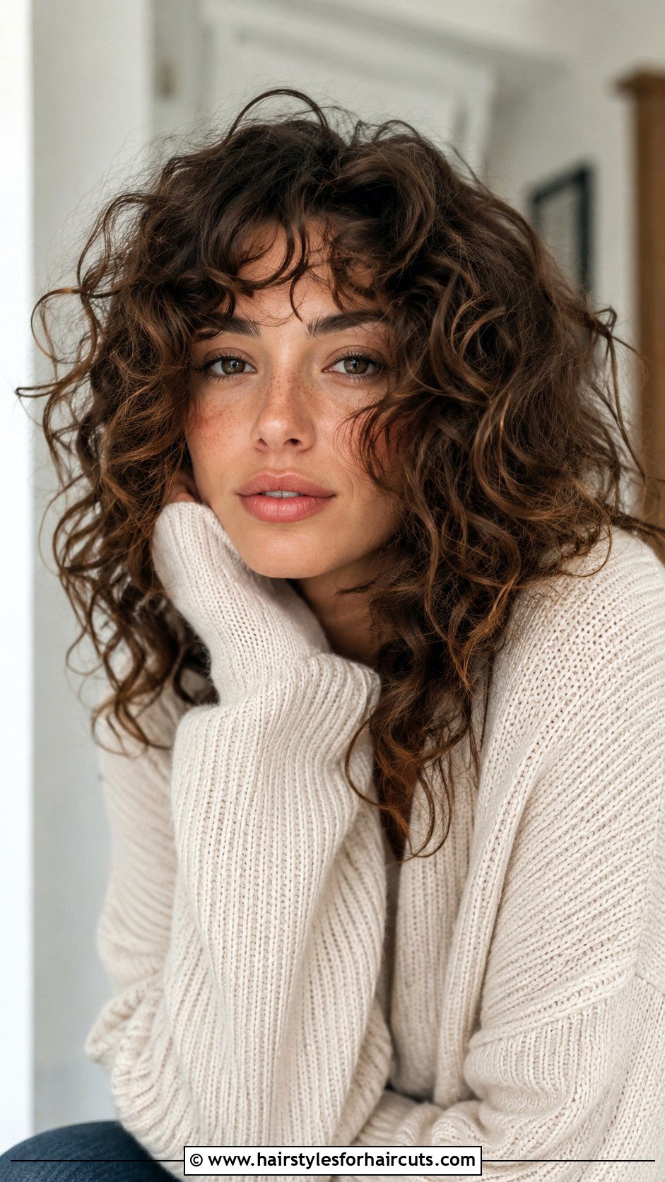 Messy Layered Medium Curls - 25 medium length hairstyles for thin curly hair - 25 medium length hairstyles for thin curly hair