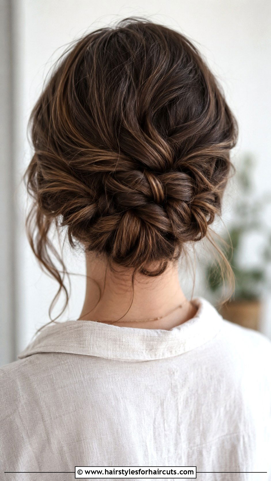 Messy Low Braided Bun - 25 hairstyles with two hair ties - 25 hairstyles with two hair ties
