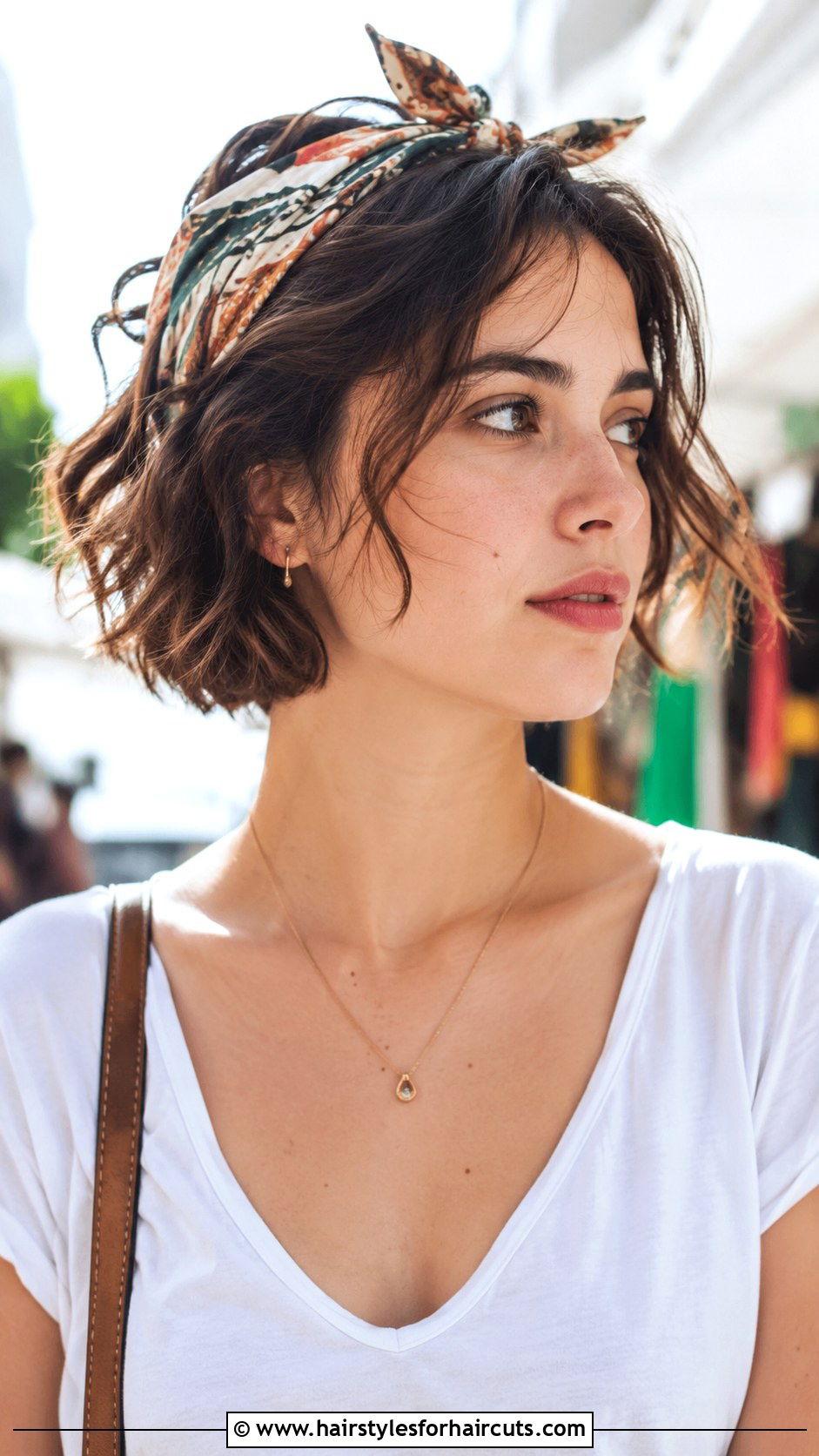 Messy Short Bob With Scarf - 25 cute girls hairstyles for short hair - 25 cute girls hairstyles for short hair