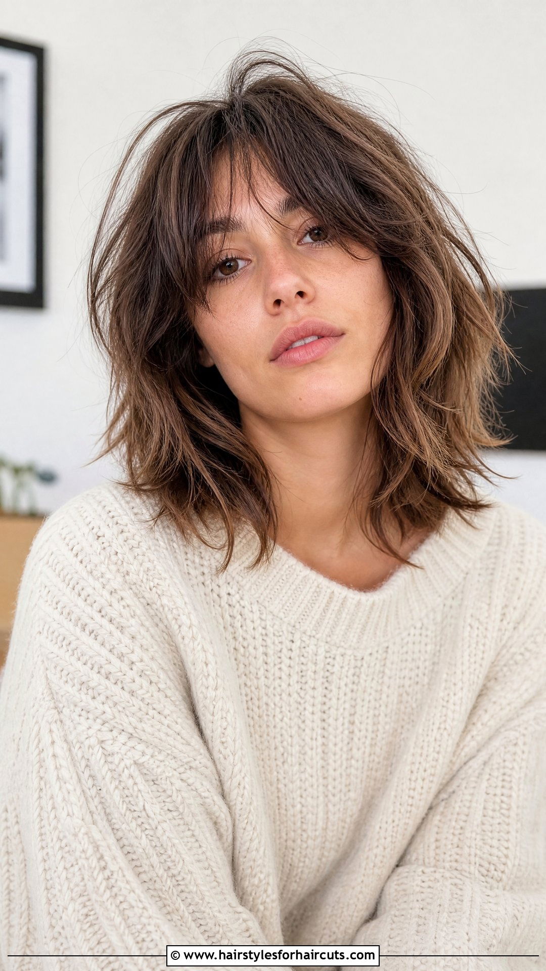 Messy Shoulder Length Shag - 25 medium length thin hair hairstyles - 25 medium length thin hair hairstyles