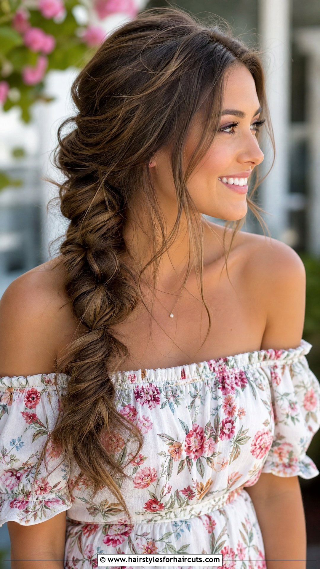 Messy Side Braid - 25 hairstyles for off the shoulder dress - 25 hairstyles for off the shoulder dress