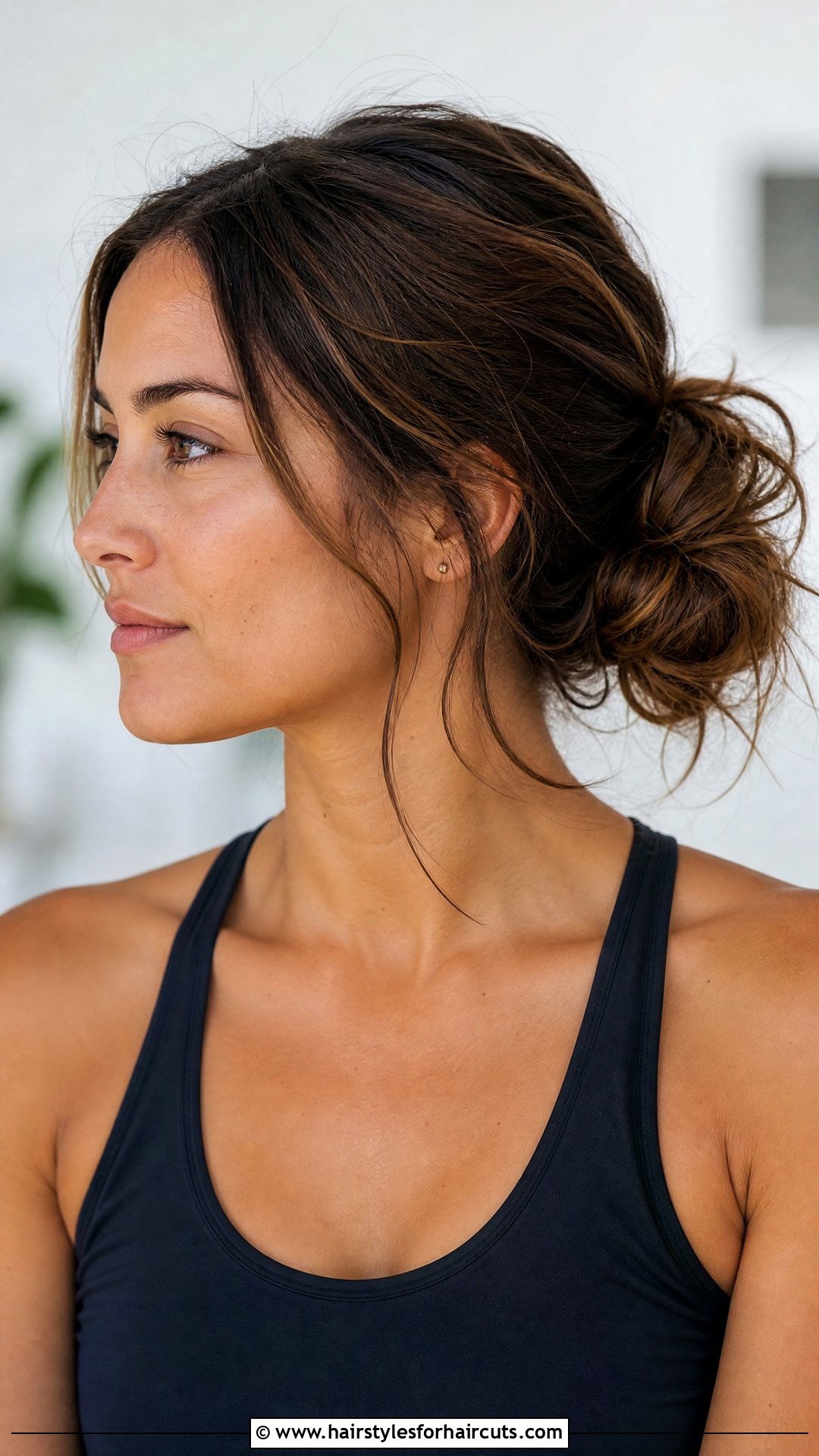 Messy Side Bun - 25 workout hairstyles that wont damage hair - 25 workout hairstyles that won't damage hair