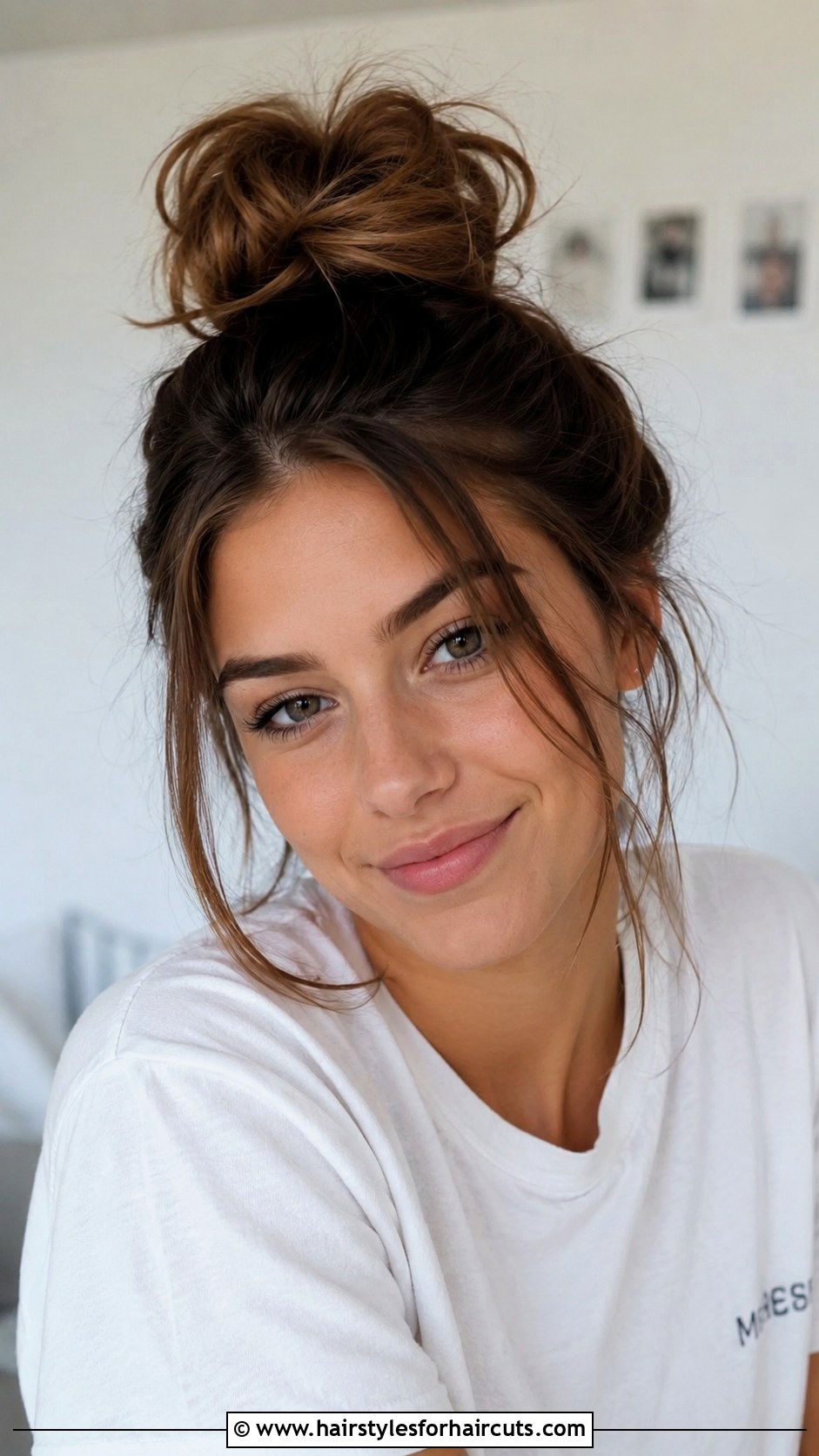 Messy Top Bun For Long Hair - 25 easy girl hairstyles for long hair - 25 easy girl hairstyles for long hair