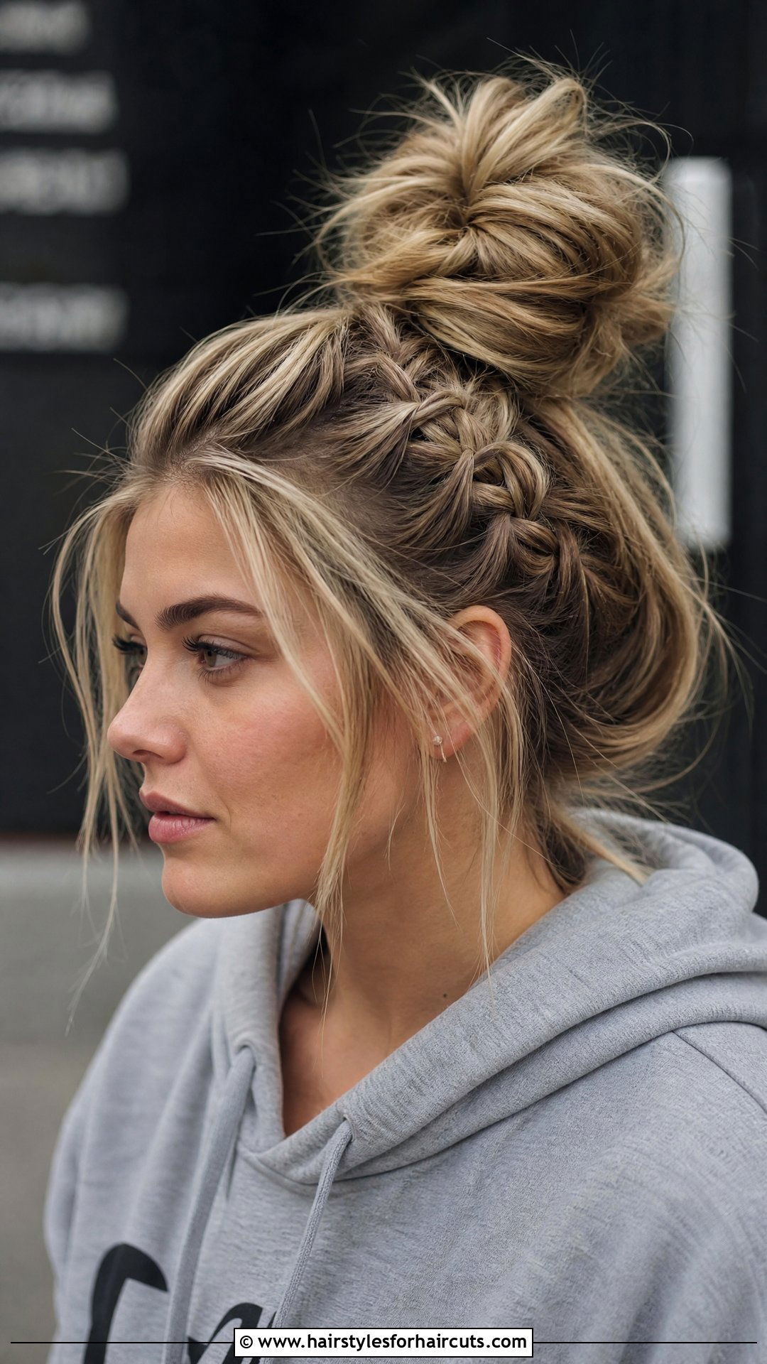 Messy Viking Bun With Braid - 25 womens viking hairstyles - 25 womens viking hairstyles