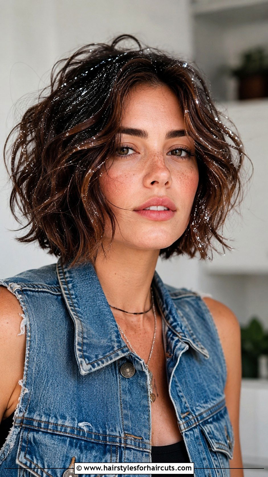 Messy Waves Short Hair Glitter - 25 festival hairstyles for short hair - 25 festival hairstyles for short hair