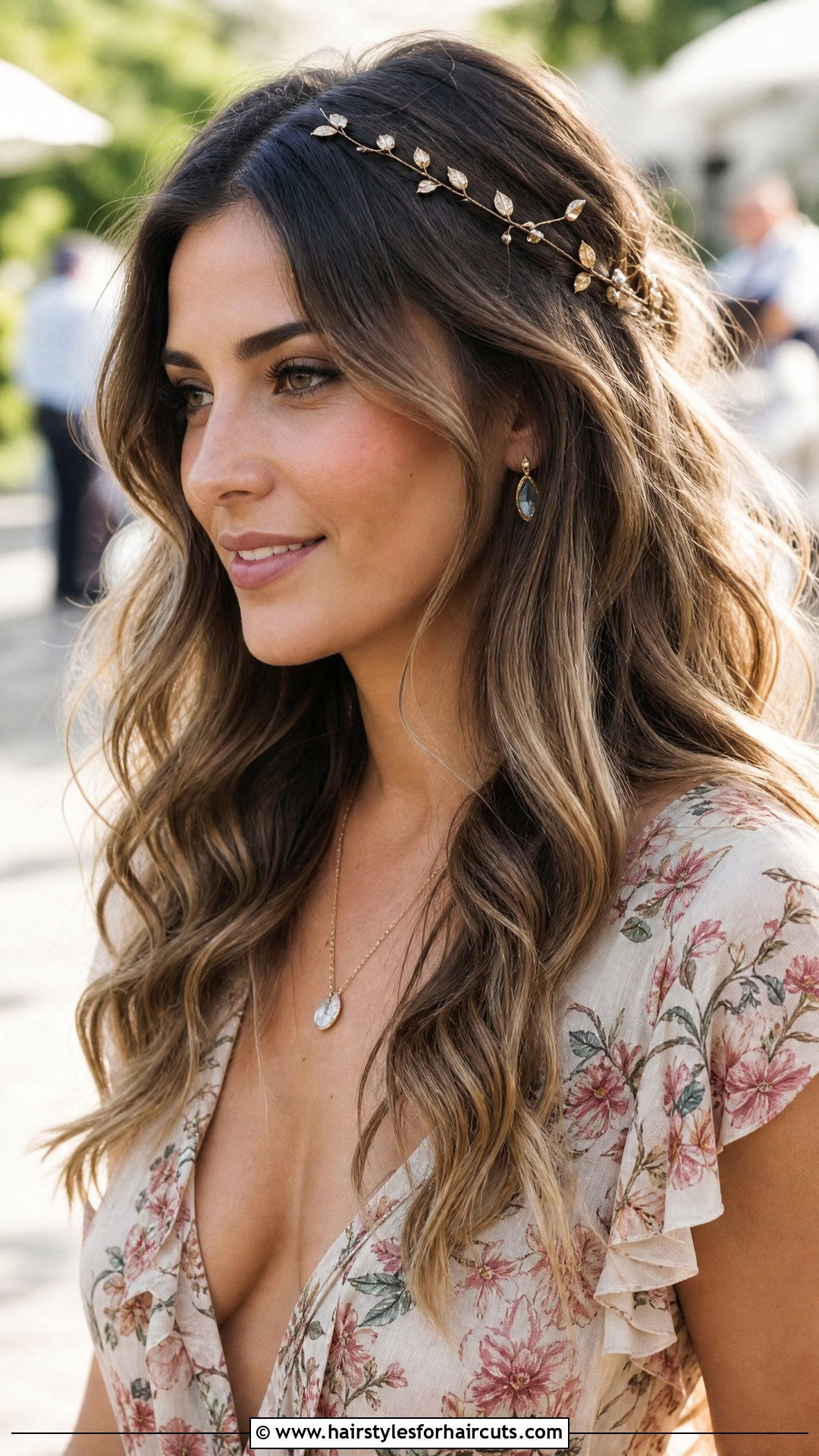 Messy Waves With Hair Vine - 25 wedding party hairstyles for short hair - 25 wedding party hairstyles for short hair