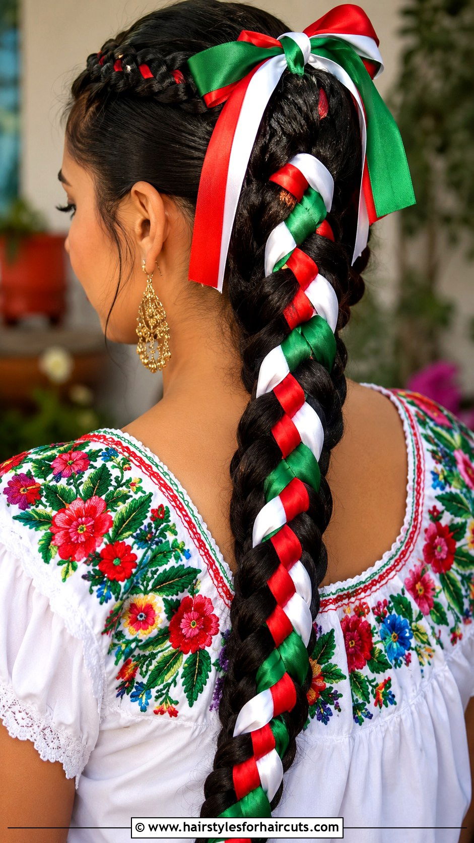 Mexican Inspired Ribbons In Braid - 25 cinco de mayo hairstyles - 25 cinco de mayo hairstyles