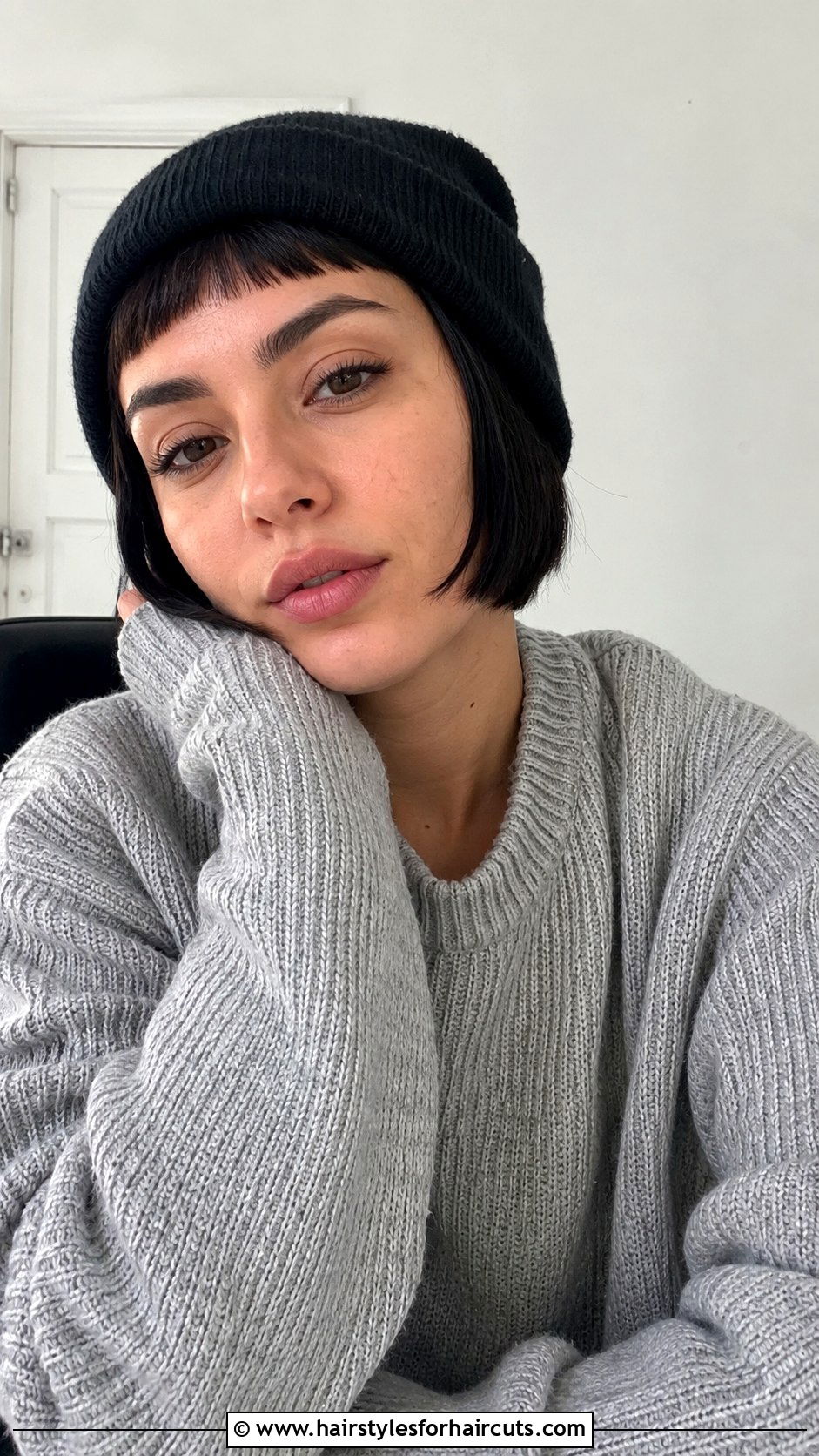Micro Bangs Short Hair Beanie - 25 beanie hairstyles for short hair - 25 beanie hairstyles for short hair