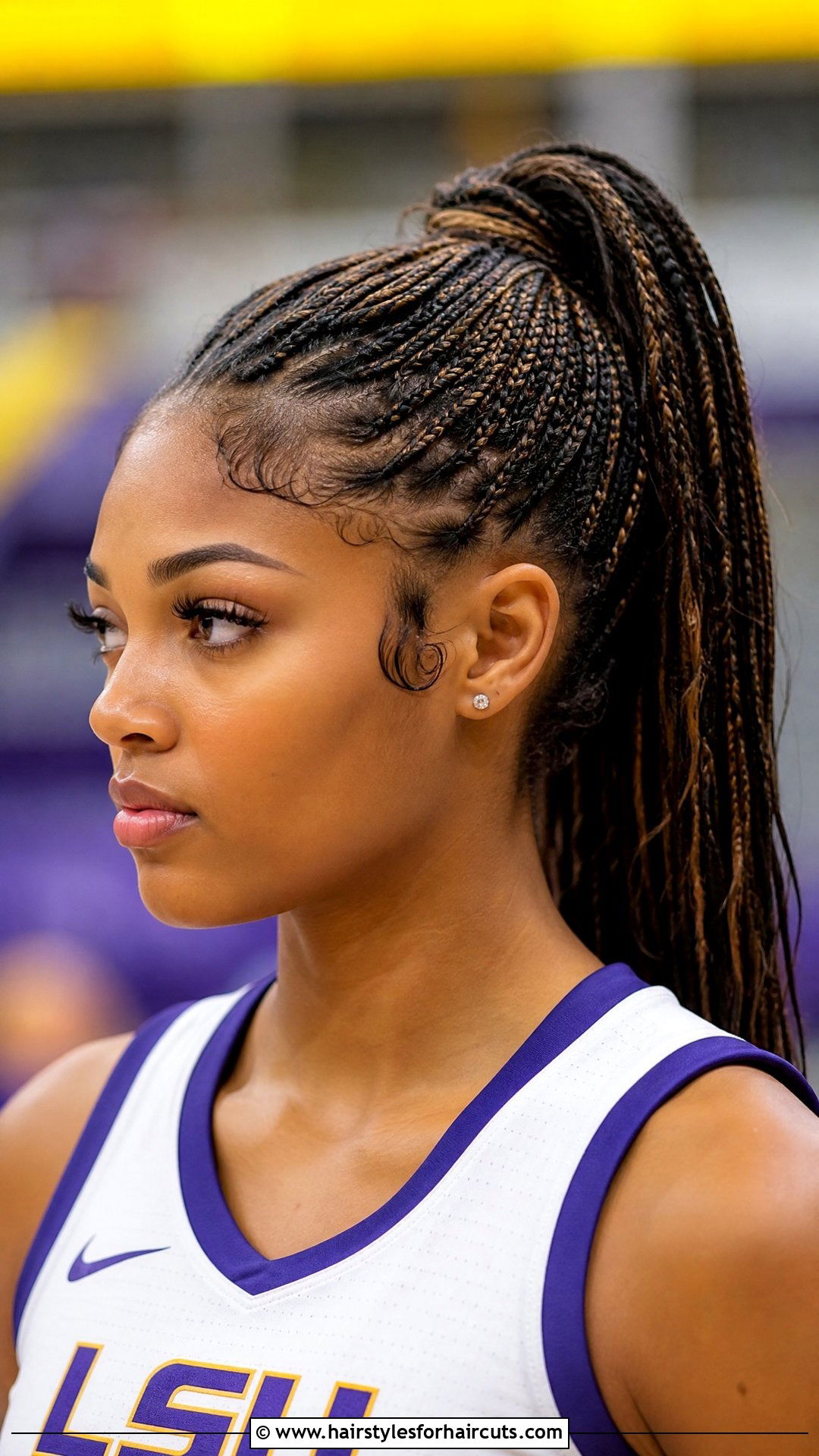 Micro Braid Accented Ponytail - 25 hairstyles for cheerleaders - 25 hairstyles for cheerleaders