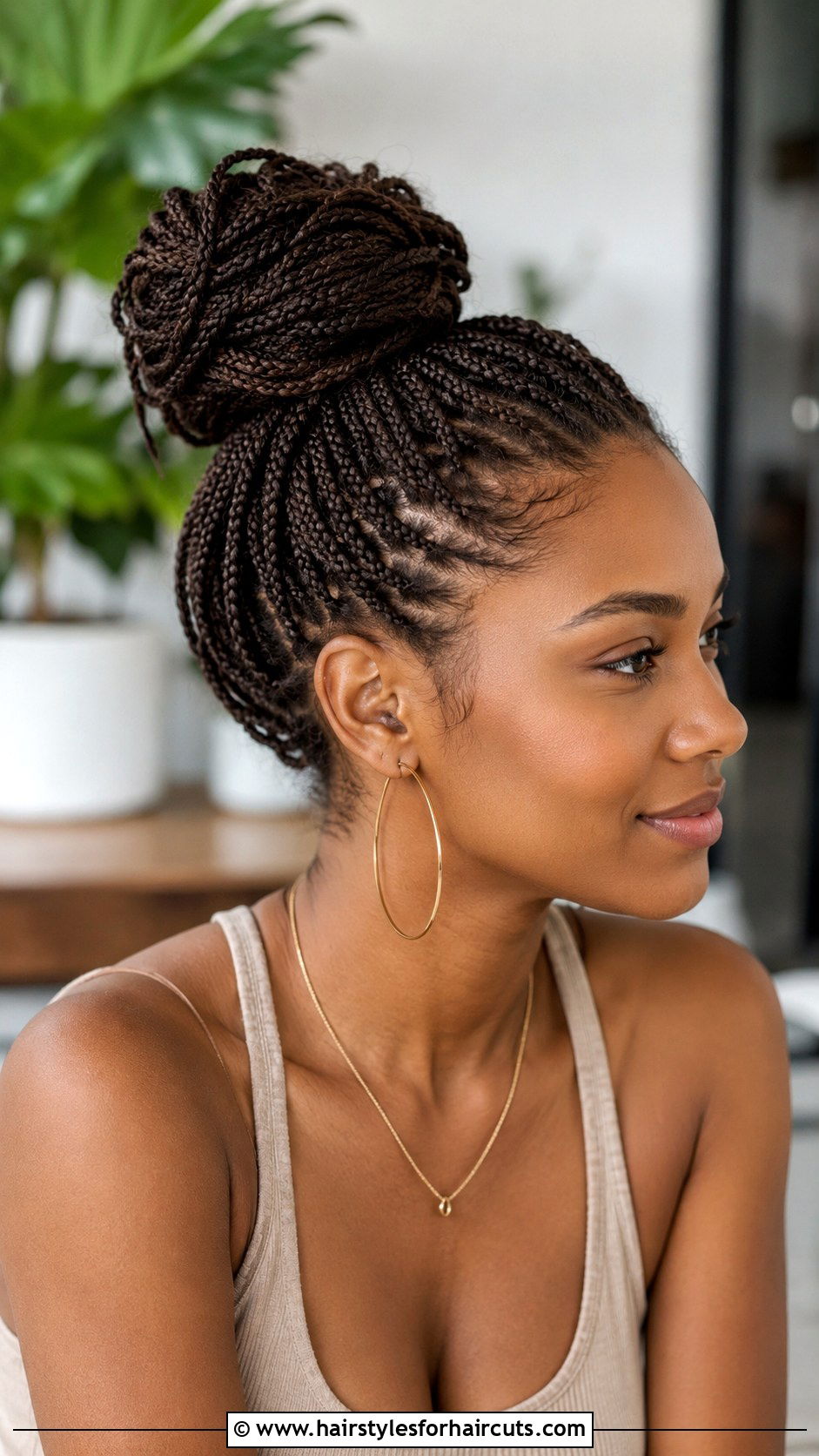 Micro Braid Bun - 25 natural hair bun hairstyles - 25 natural hair bun hairstyles