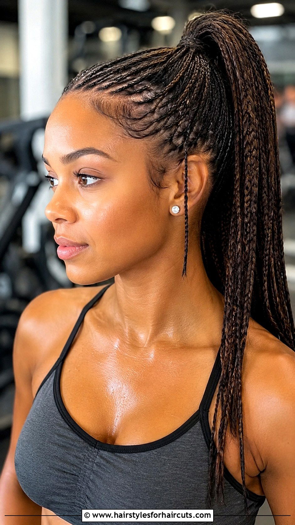 Micro Braid Ponytail - 25 running hairstyles - 25 running hairstyles