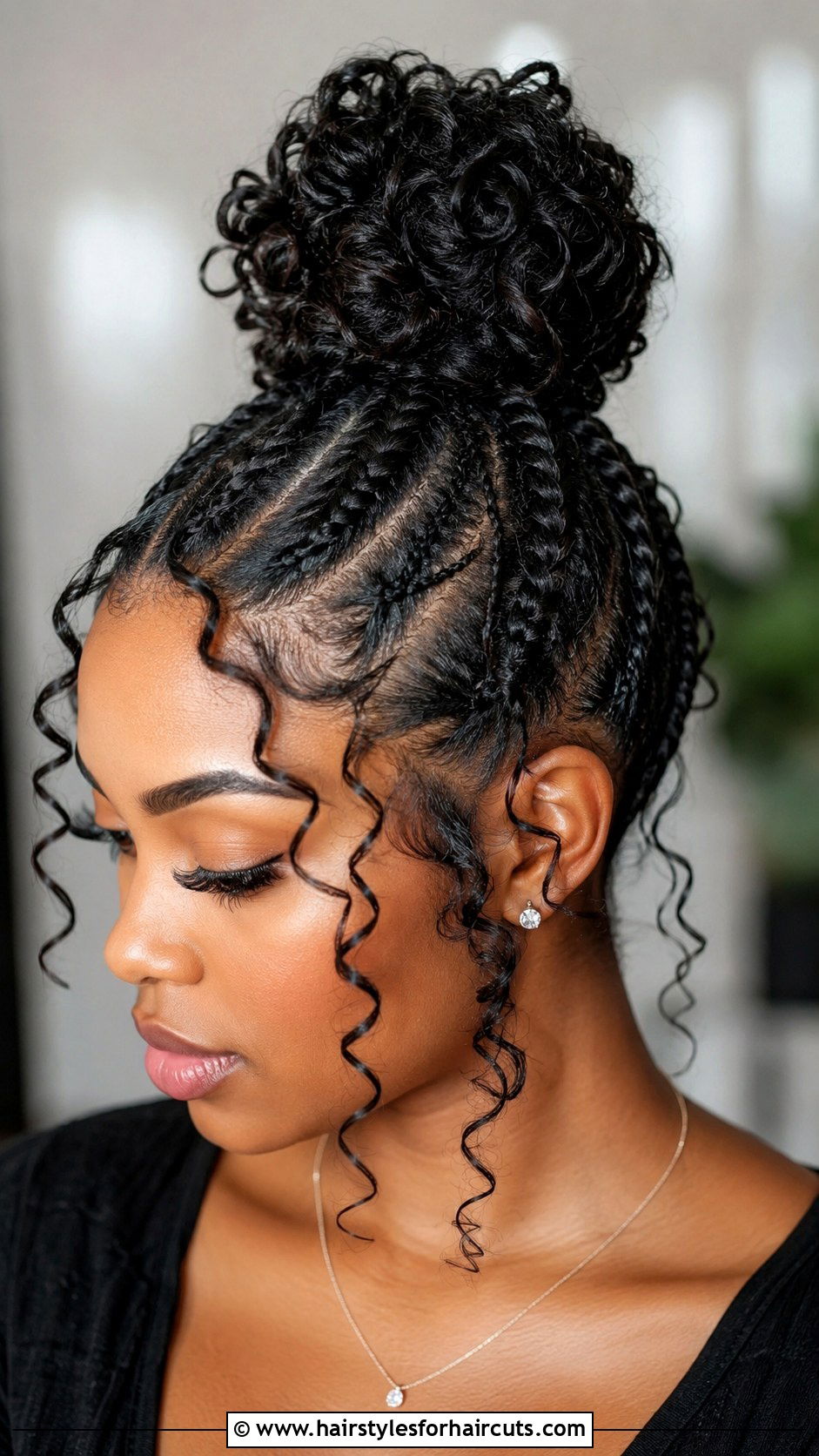 Micro Braided Ponytail Bun - 25 braided ponytail bun hairstyles for black hair - 25 braided ponytail bun hairstyles for black hair