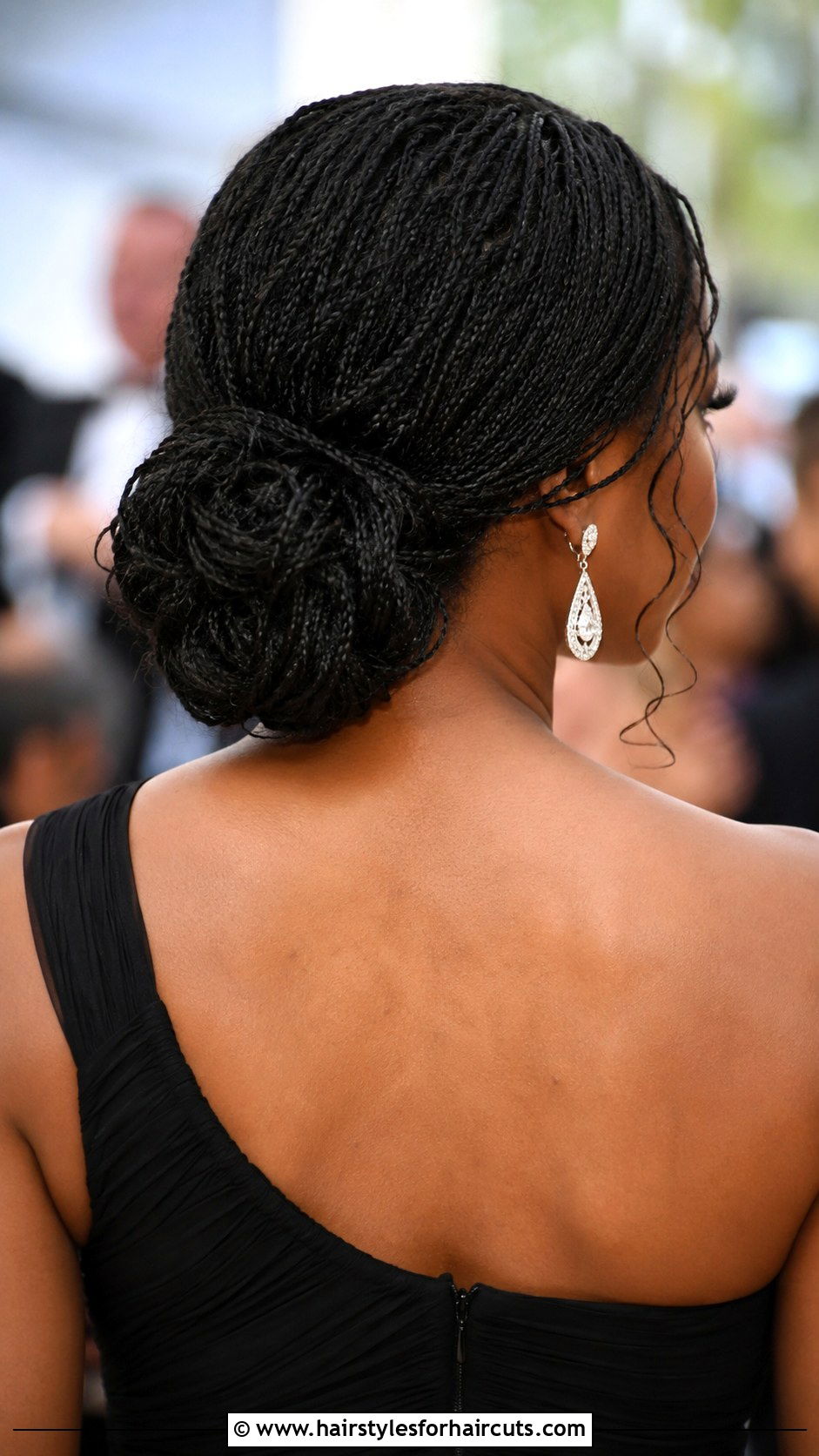Micro Braids Chignon - 25 gala hairstyles for black hair - 25 gala hairstyles for black hair