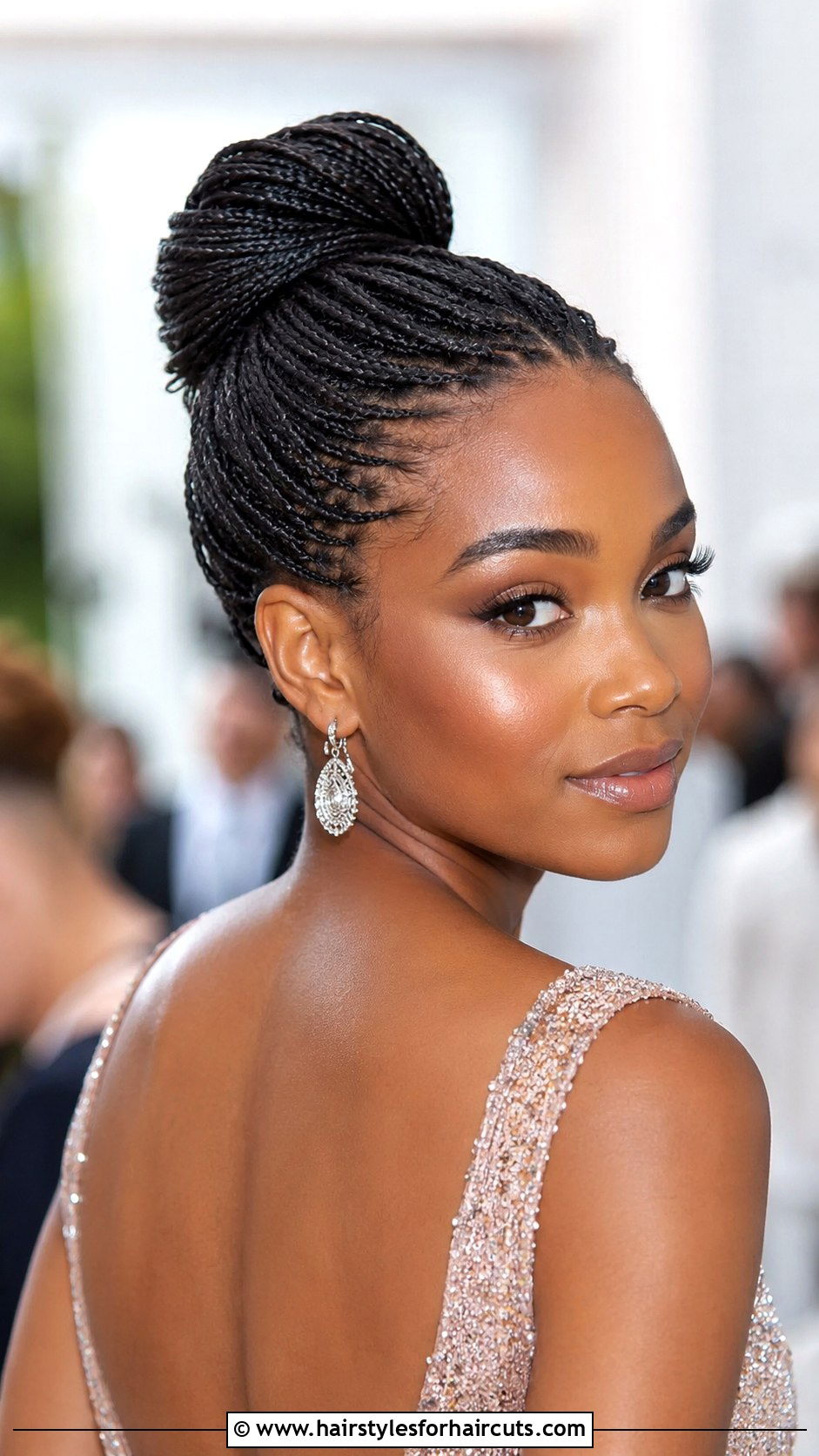Micro Braids Elegant Bun - 25 braided buns hairstyles for black hair - 25 braided buns hairstyles for black hair