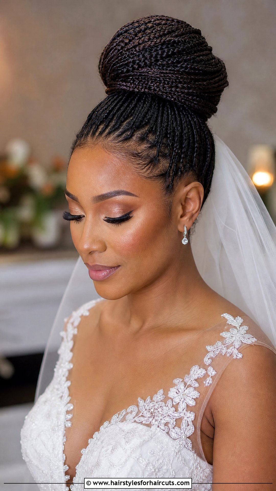 Micro Braids High Bun - 25 wedding hairstyles for black women - 25 wedding hairstyles for black women