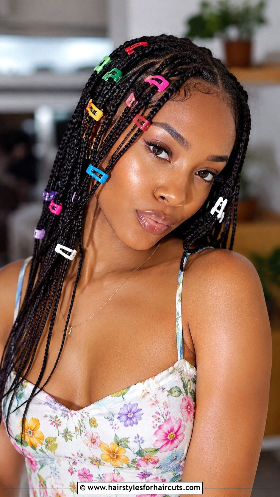Micro Braids With Colorful Clips - 25 hairstyles with hair clips - 25 hairstyles with hair clips