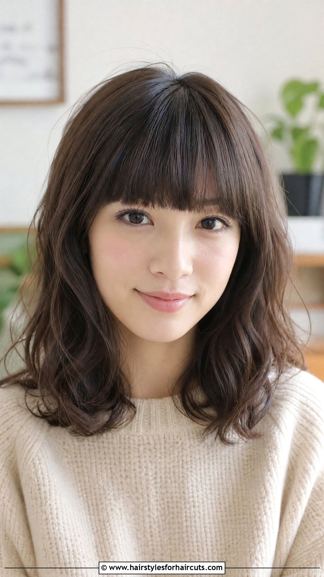 Mid Length Waves With Blunt Bangs - 25 fine hair medium length hairstyles with bangs - 25 fine hair medium length hairstyles with bangs