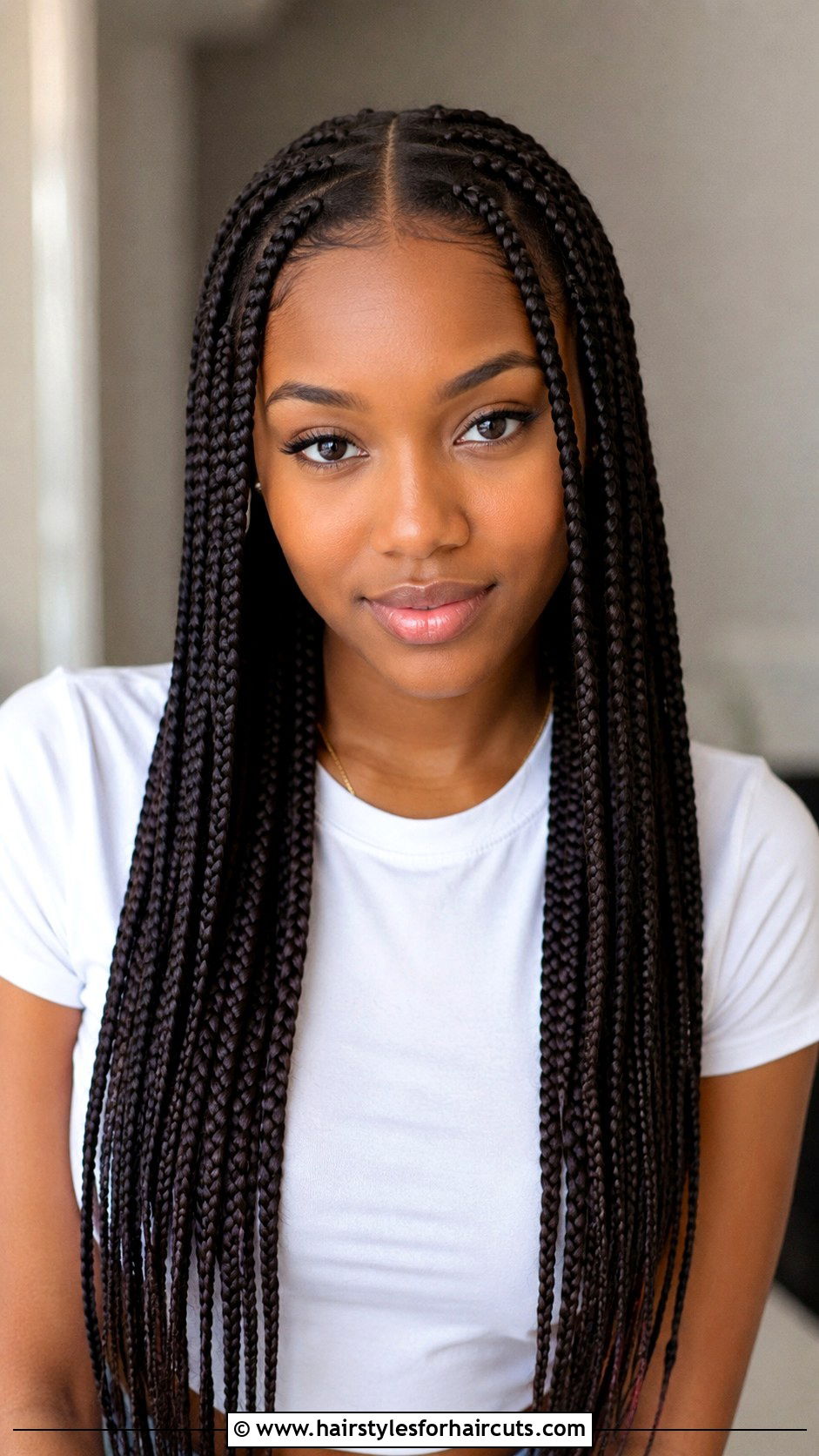 Middle Part Braids - 25 hairstyles using braiding hair - 25 hairstyles using braiding hair