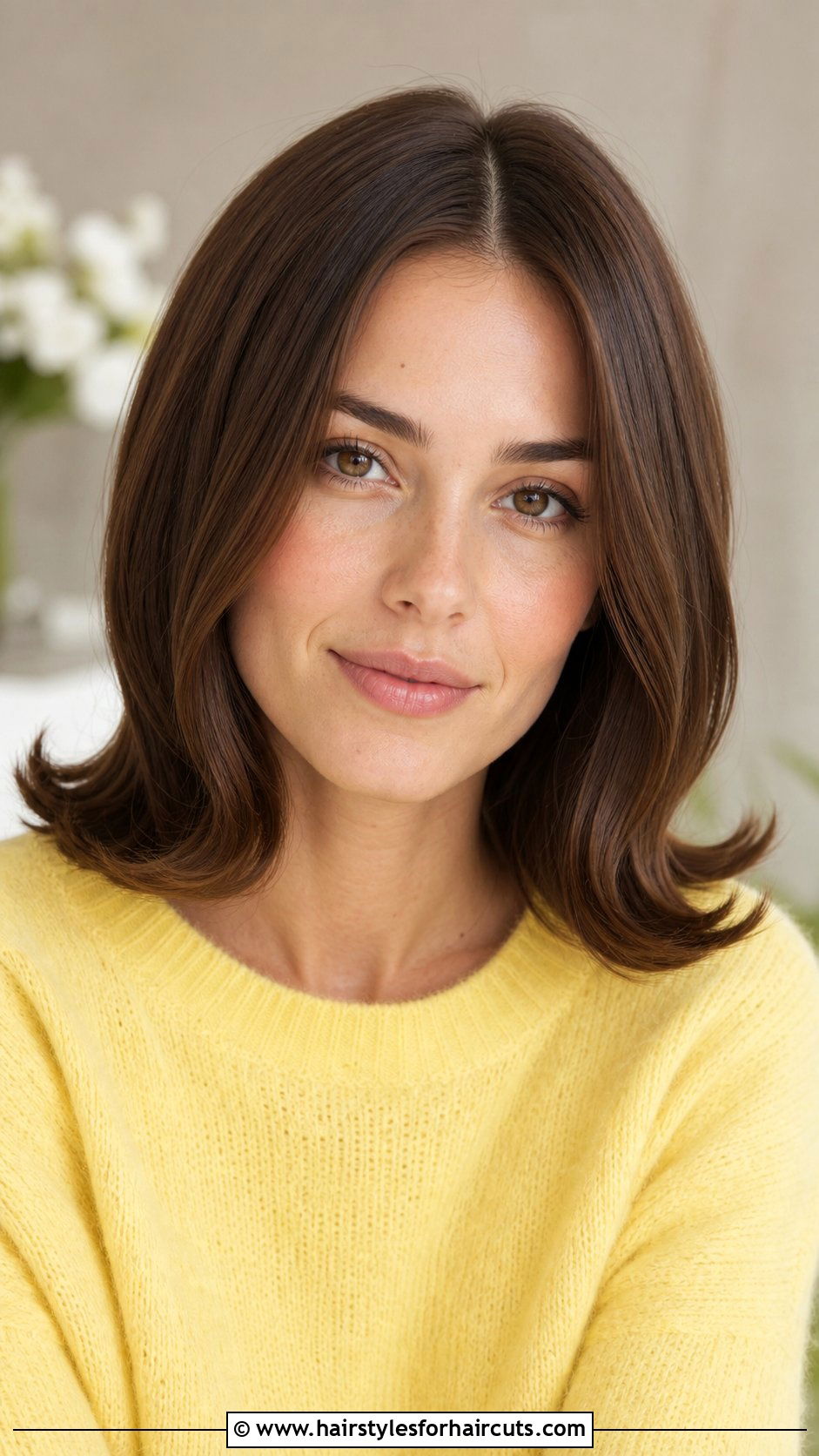 Middle Part Flipped Ends Lob - 25 middle part hairstyles for medium hair - 25 middle part hairstyles for medium hair