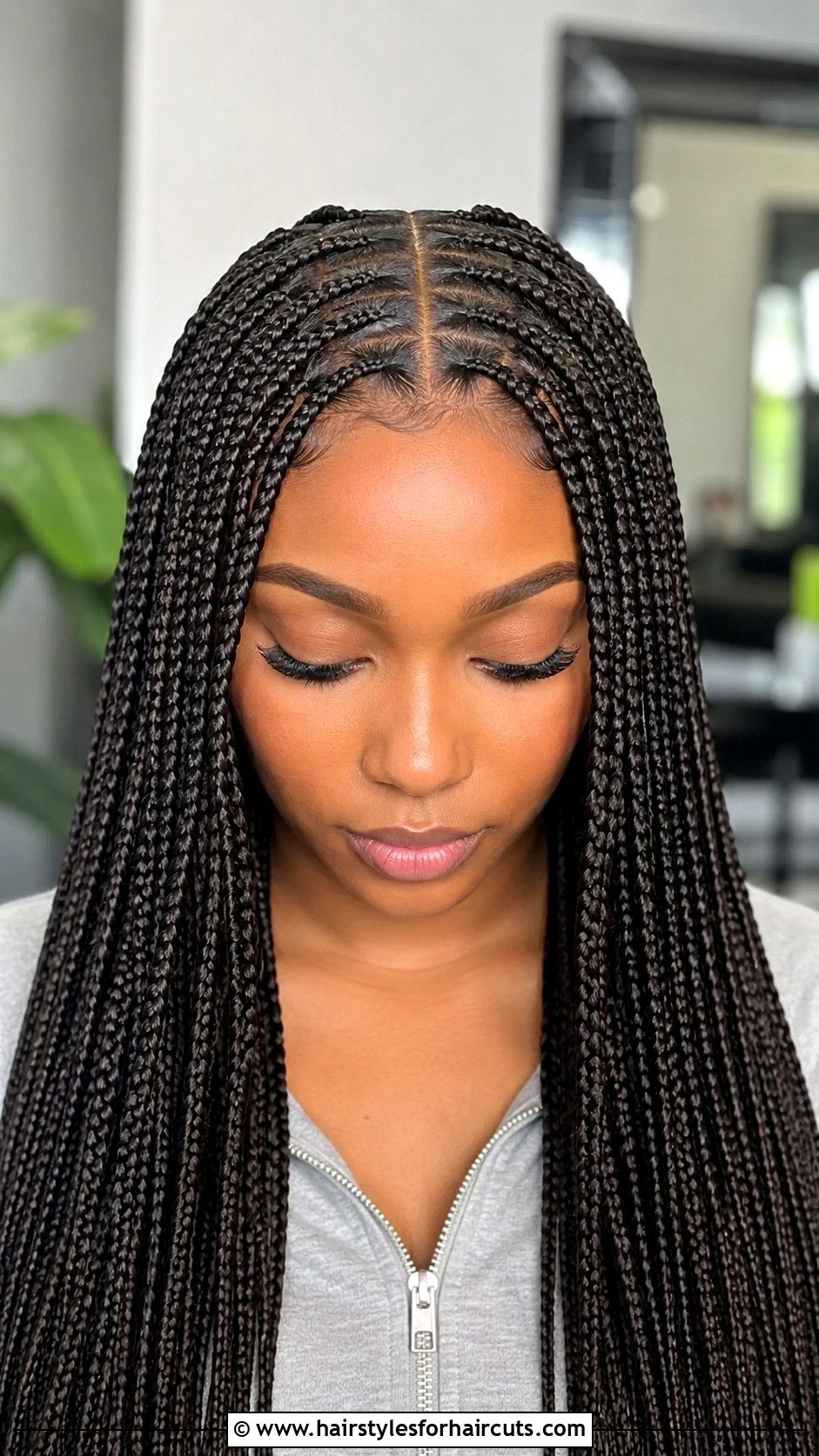 Middle Part Knotless Braids Straight - 25 braids with straight hair black hairstyles - 25 braids with straight hair black hairstyles
