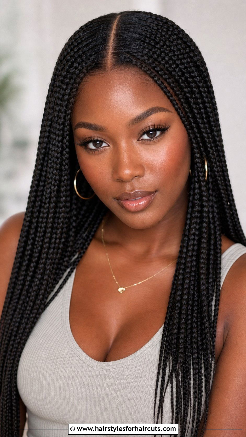 Middle Part Single Braid Hairstyle - 25 single braid hairstyles for black hair - 25 single braid hairstyles for black hair