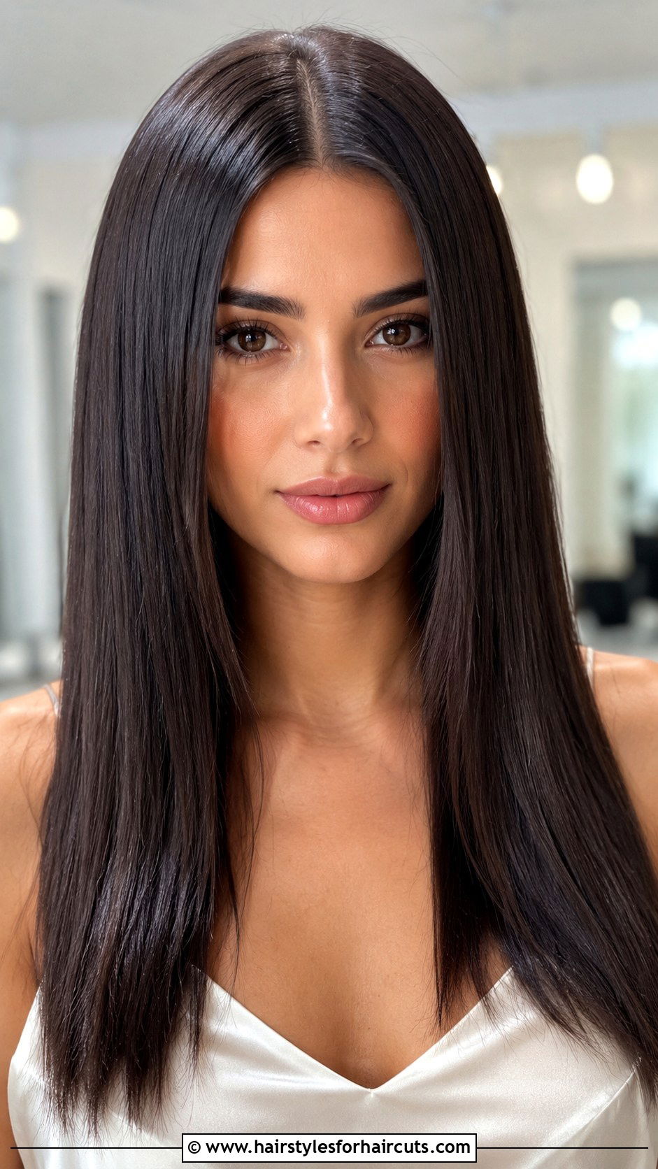 Middle Part Straight Hair - 25 clean girl hairstyles - 25 clean girl hairstyles