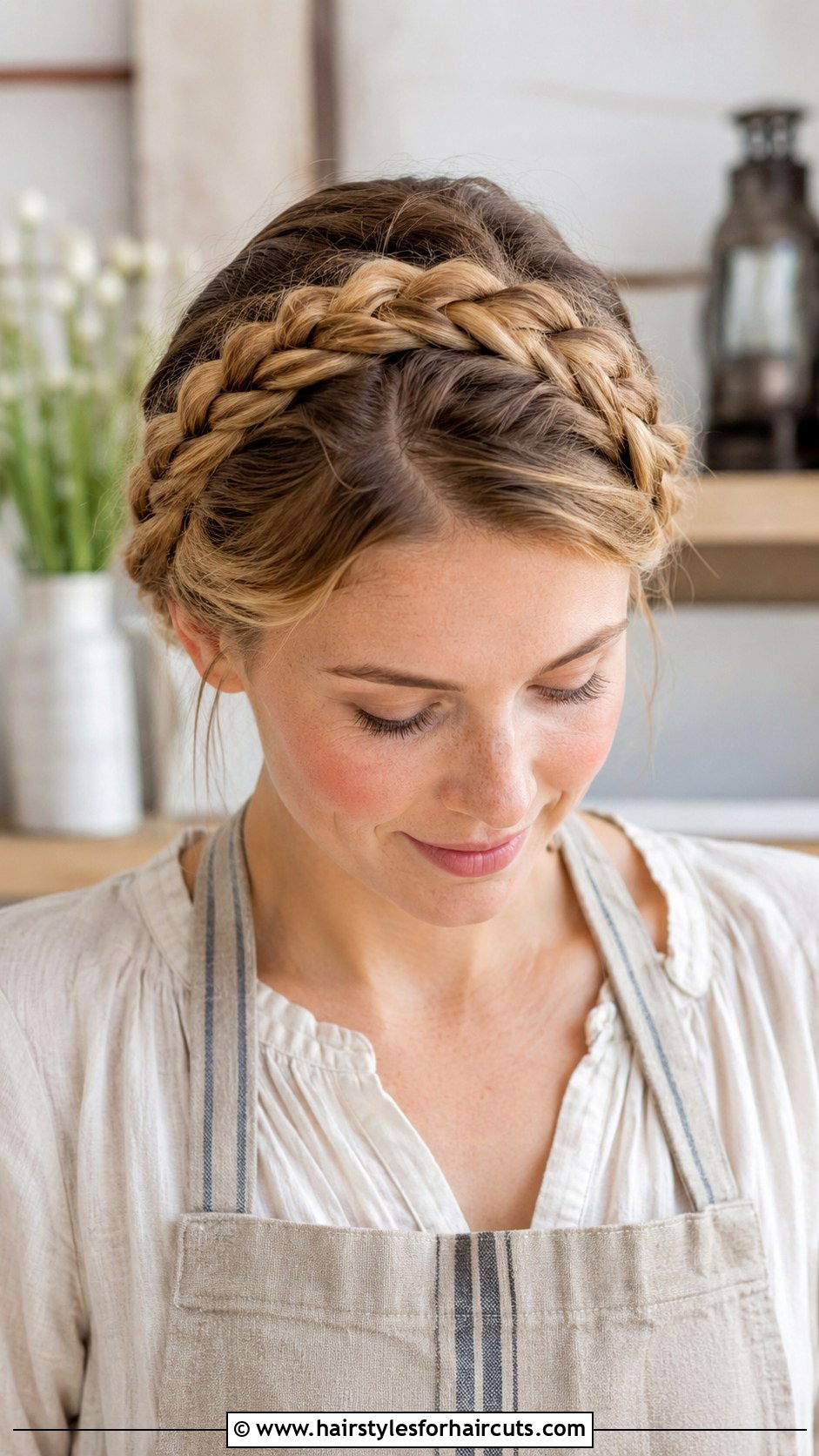 Milkmaid Braid Updo - 25 long hair cute waitress hairstyles - 25 long hair cute waitress hairstyles