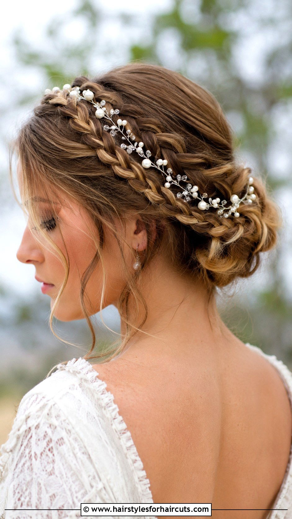 Milkmaid Braid Wedding Hair Vine - 25 hair vine wedding hairstyles - 25 hair vine wedding hairstyles