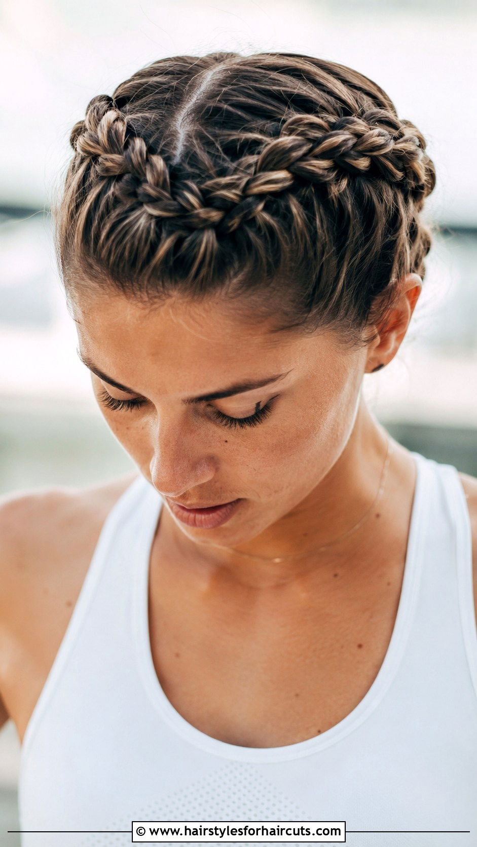 Milkmaid Braids Updo - 25 cute softball hairstyles - 25 cute softball hairstyles
