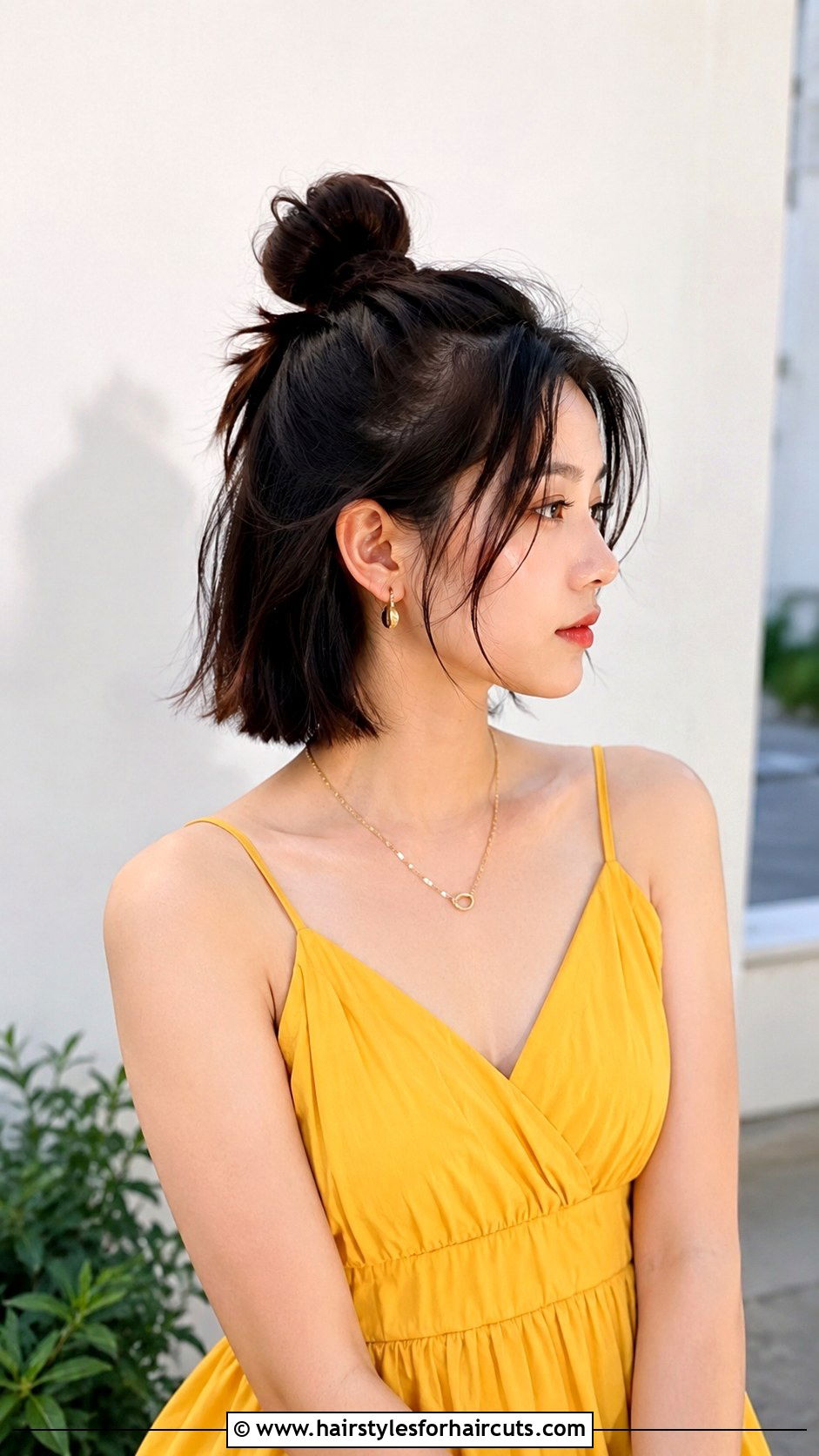 Mini Bun Short Hair - 25 beach hairstyles for short hair - 25 beach hairstyles for short hair
