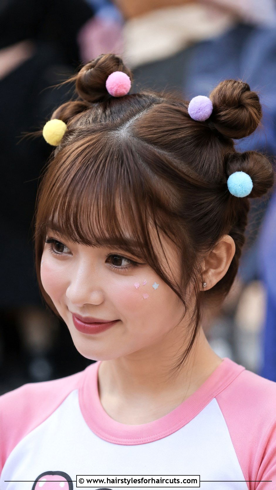Mini Pom Pom Buns - 25 pom pom hairstyles - 25 pom pom hairstyles