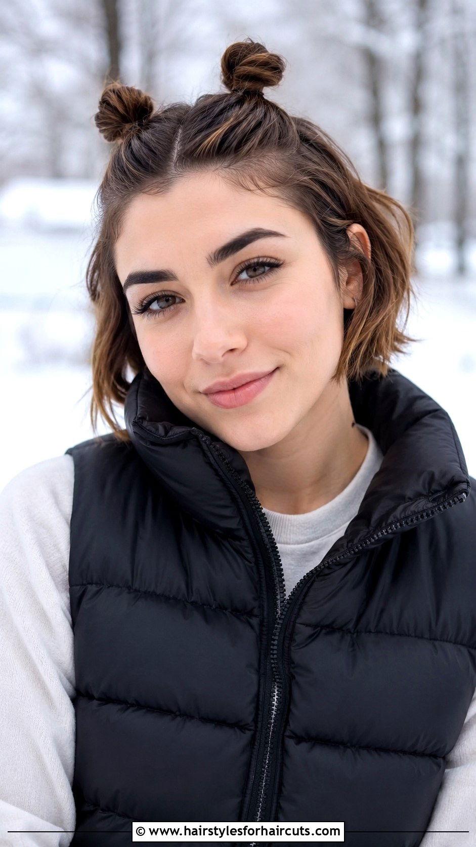 Mini Space Buns Short Hair - 25 cute winter hairstyles for short hair - 25 cute winter hairstyles for short hair