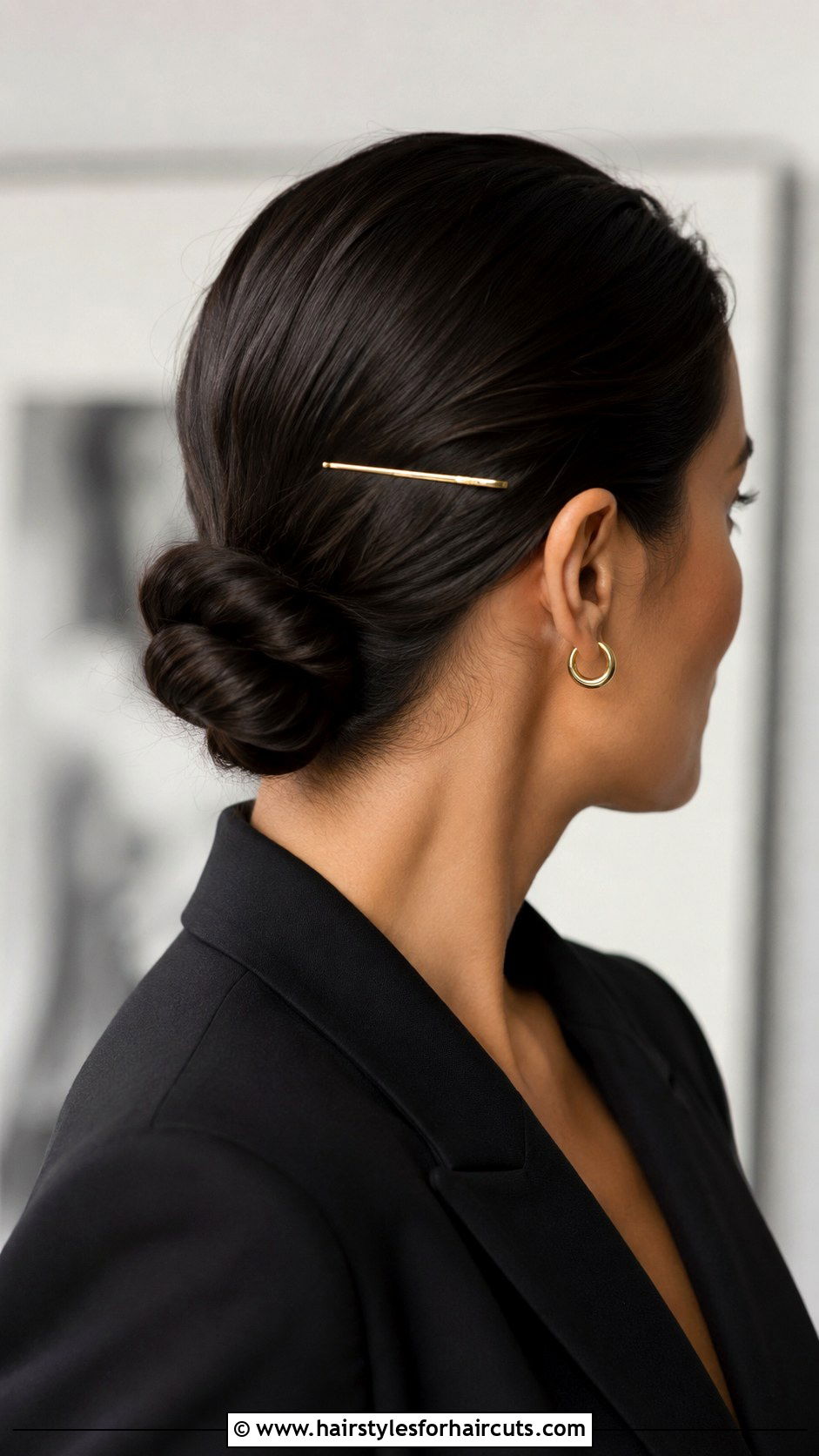Minimalist Barrettes On Sleek Bun - 25 haircuts accessories - 25 haircuts accessories