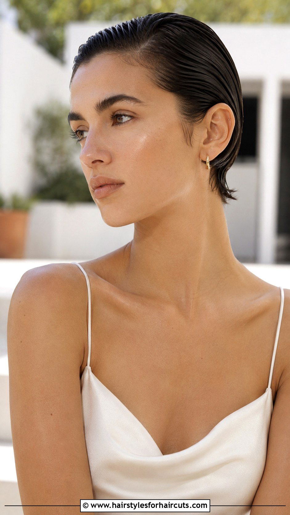 Minimalist Slicked Short Hair - 25 greasy hairstyles for short hair - 25 greasy hairstyles for short hair